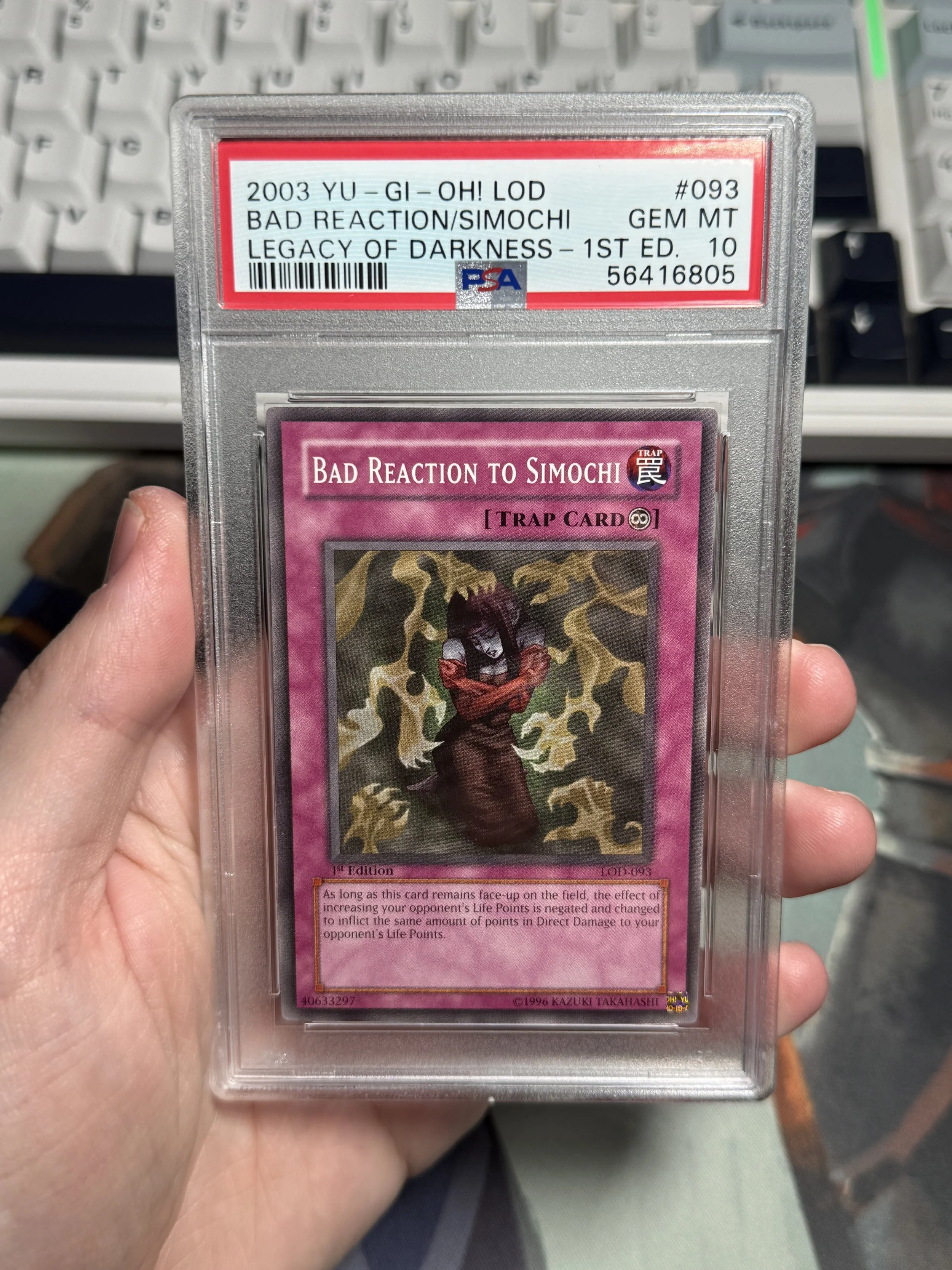 2003 YU-GI-OH! LOD-LEGACY OF DARKNESS 093 BAD REACTION TO SIMOCHI 1ST EDITION GEM MINT 10