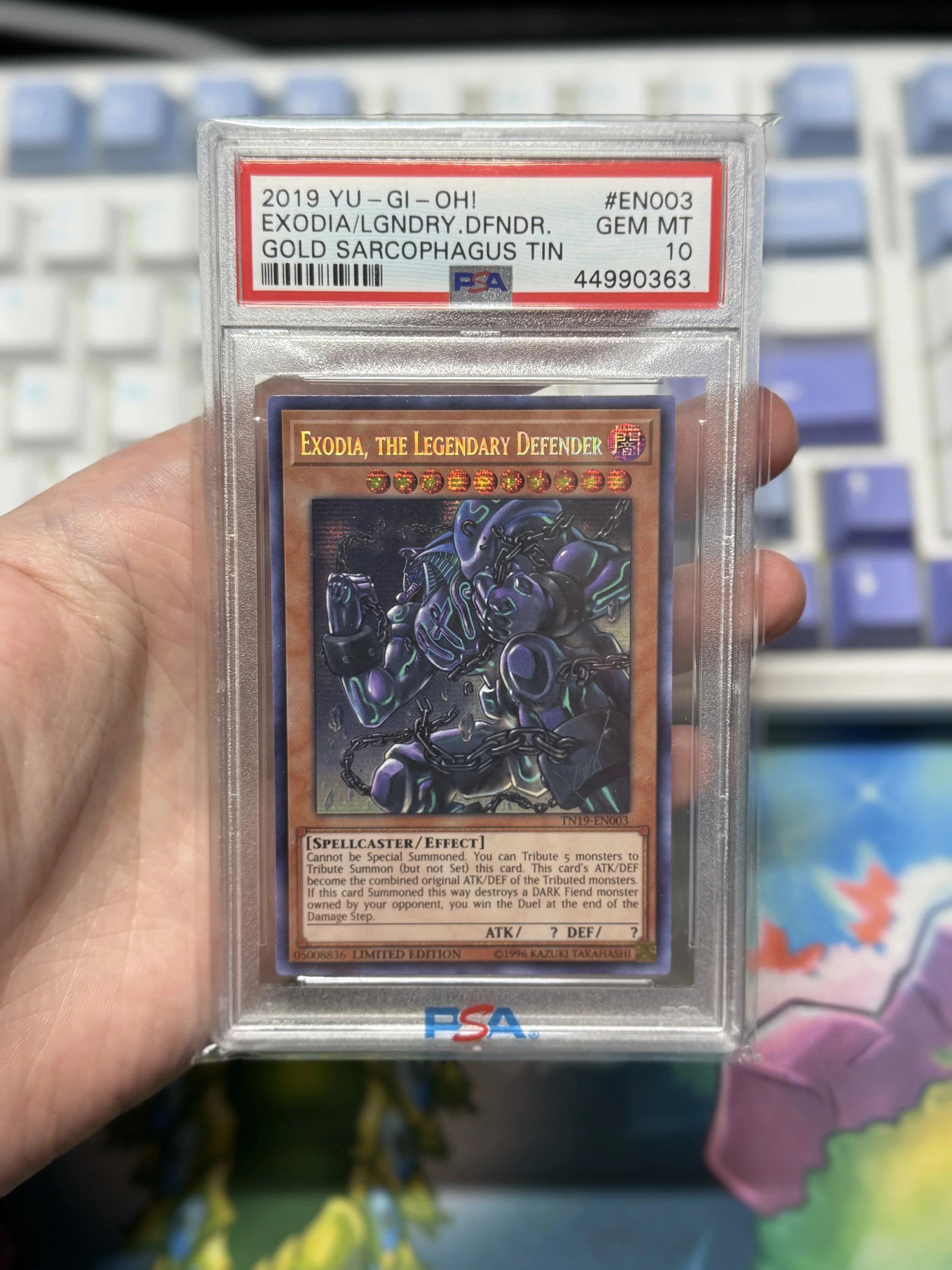 Exodia The legendary Defender Gold Sarcophagus Tin  PSA 10