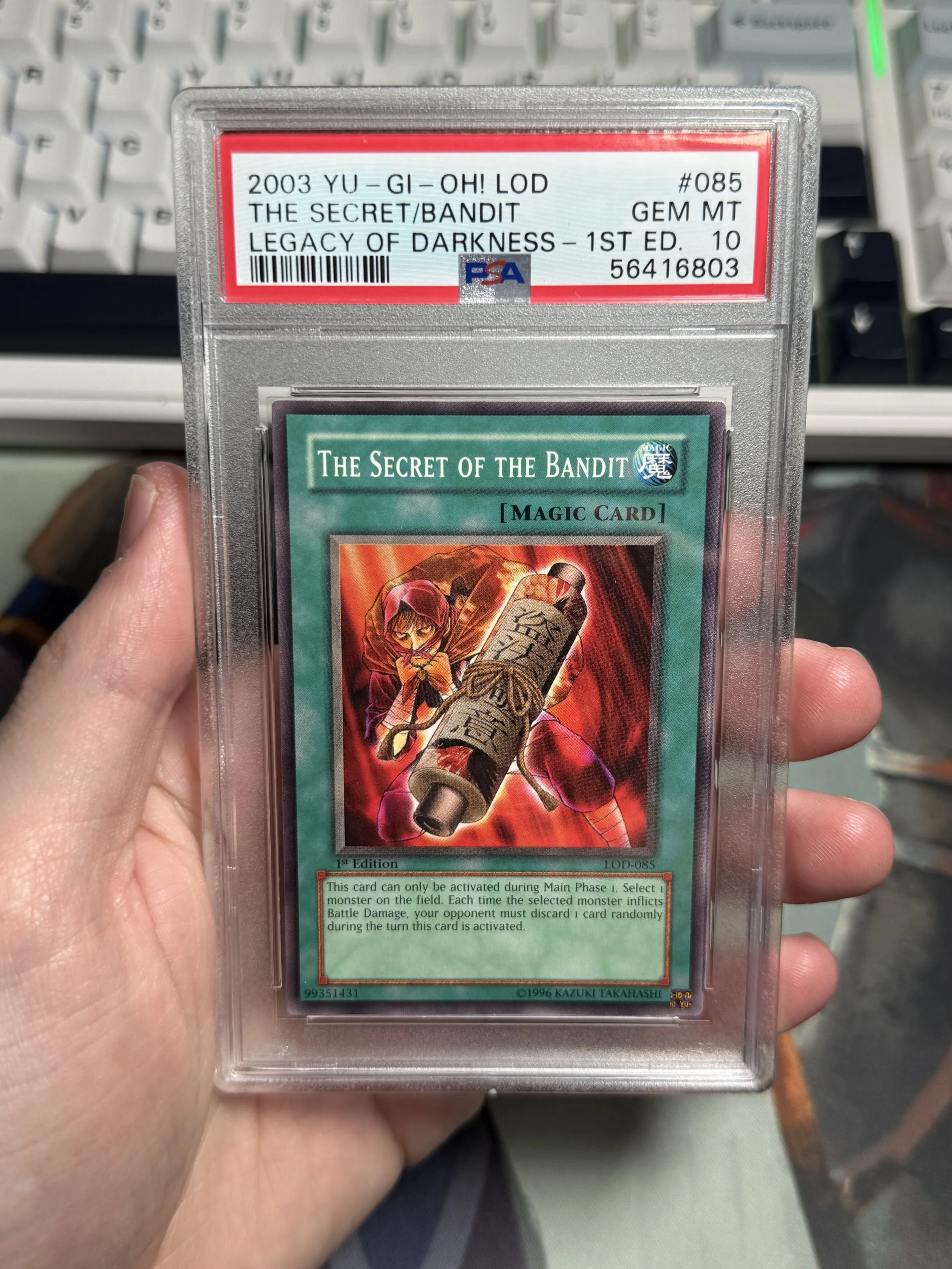 2003 YU-GI-OH! LOD-LEGACY OF DARKNESS 085 THE SECRET OF THE BANDIT 1ST EDITION GEM MINT 10