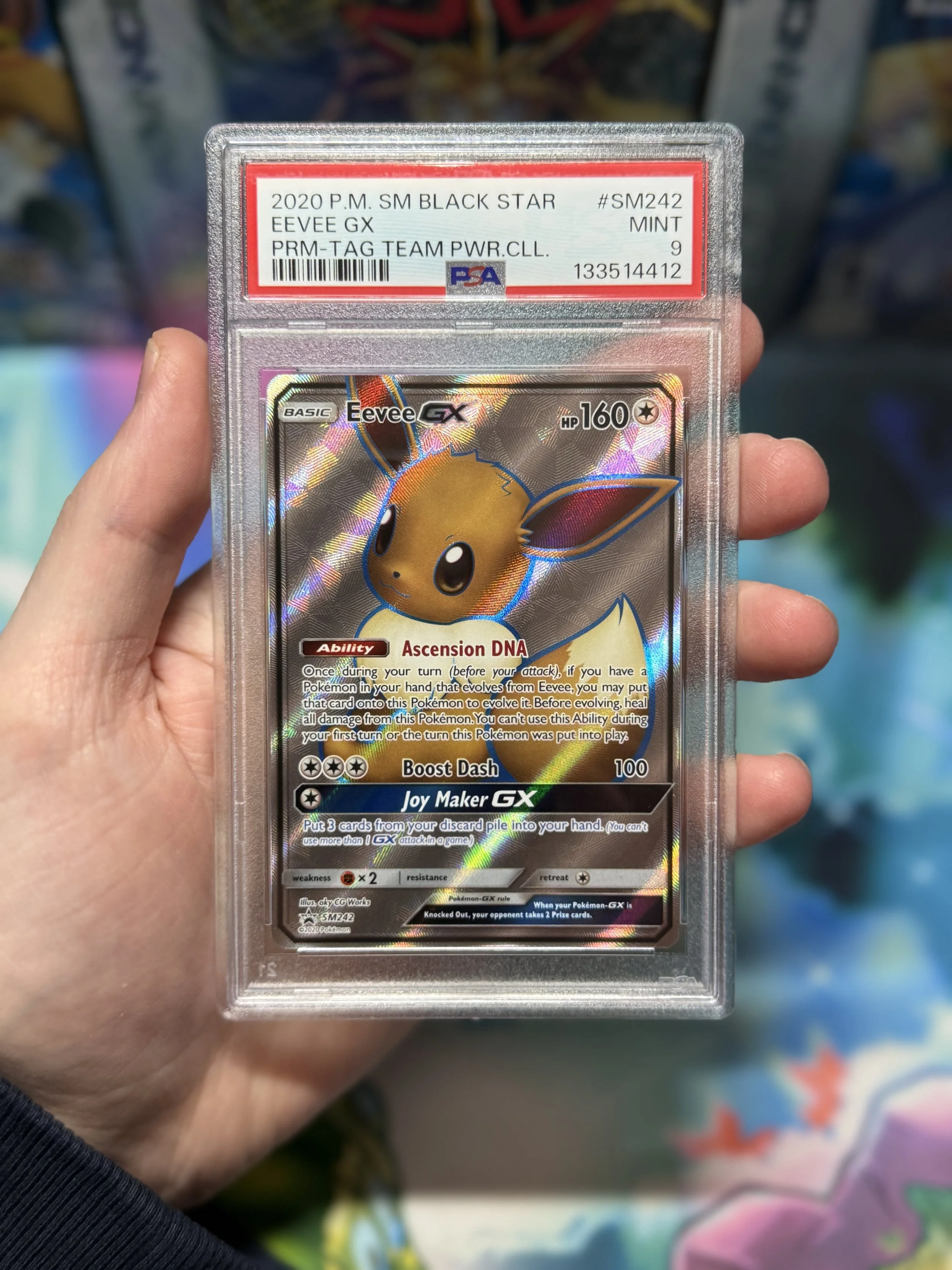 2020 POKEMON SM BLACK STAR PROMO SM242 EEVEE GX TAG TEAM POWERS COLLECTION MINT 9