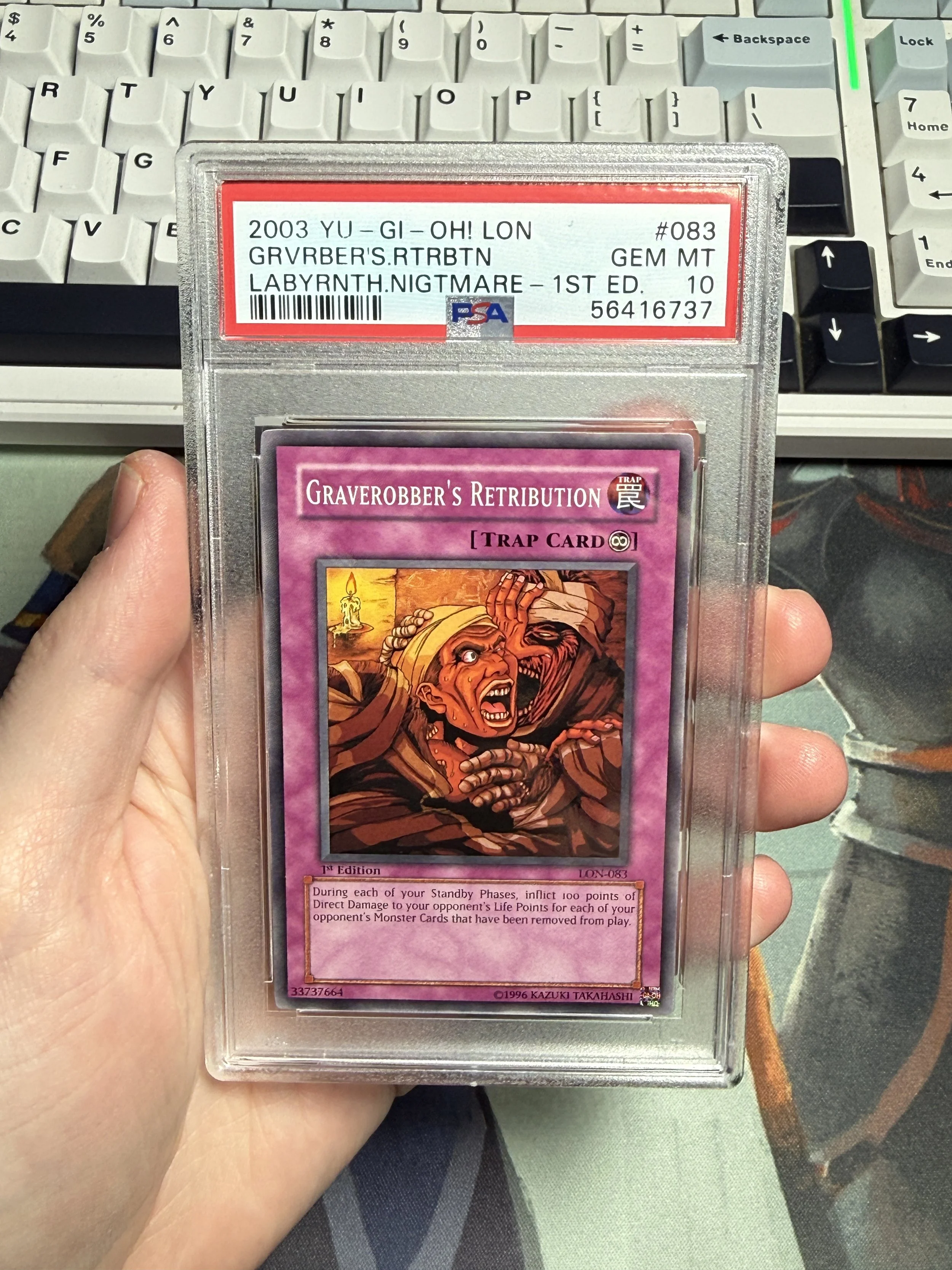 2003 YU-GI-OH! LON-LABYRINTH OF NIGHTMARE 083 GRAVEROBBER'S RETRIBUTION 1ST EDITION GEM MINT 10