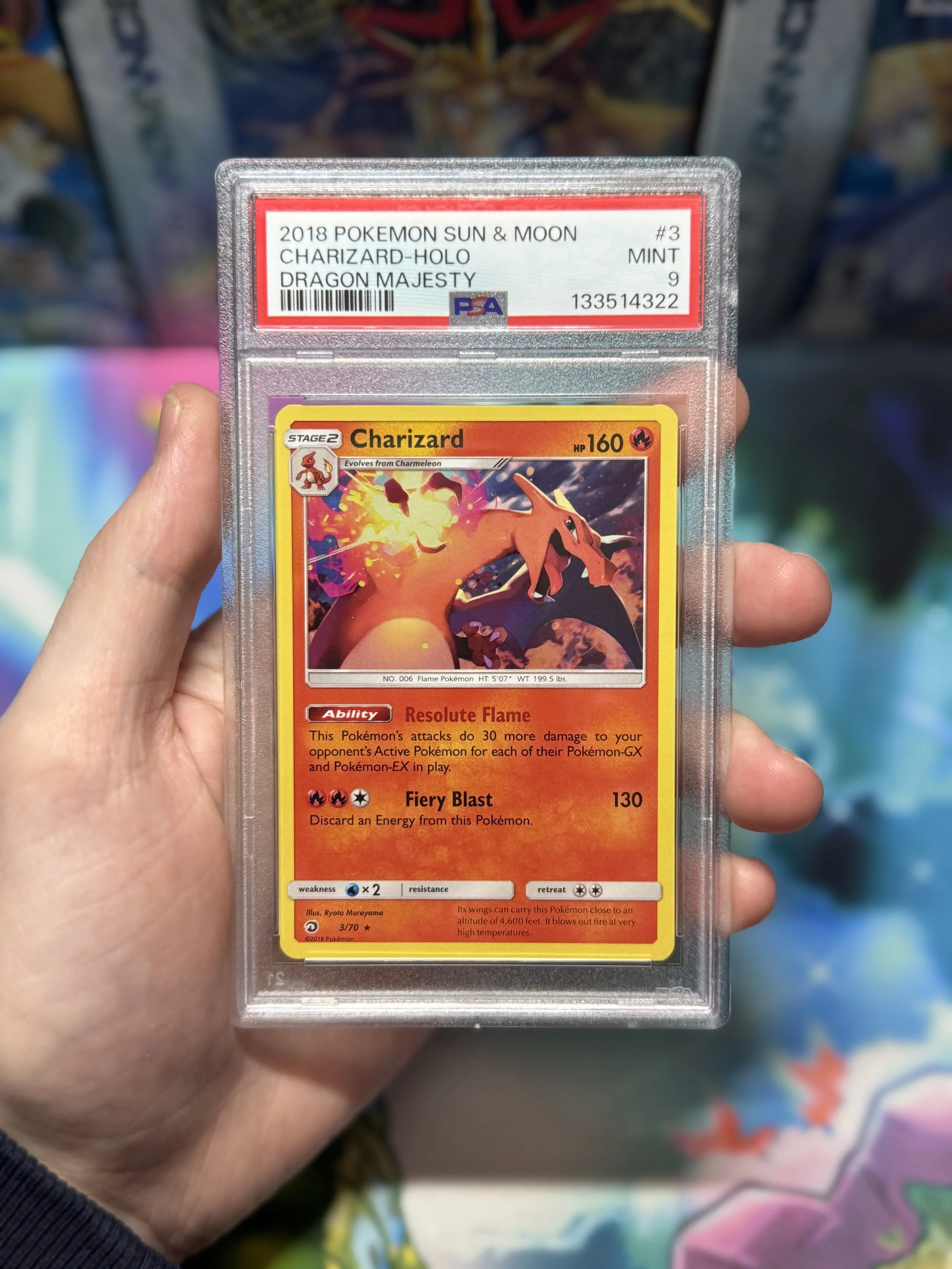 2018 POKEMON SUN & MOON DRAGON MAJESTY 3 CHARIZARD-HOLO MINT 9