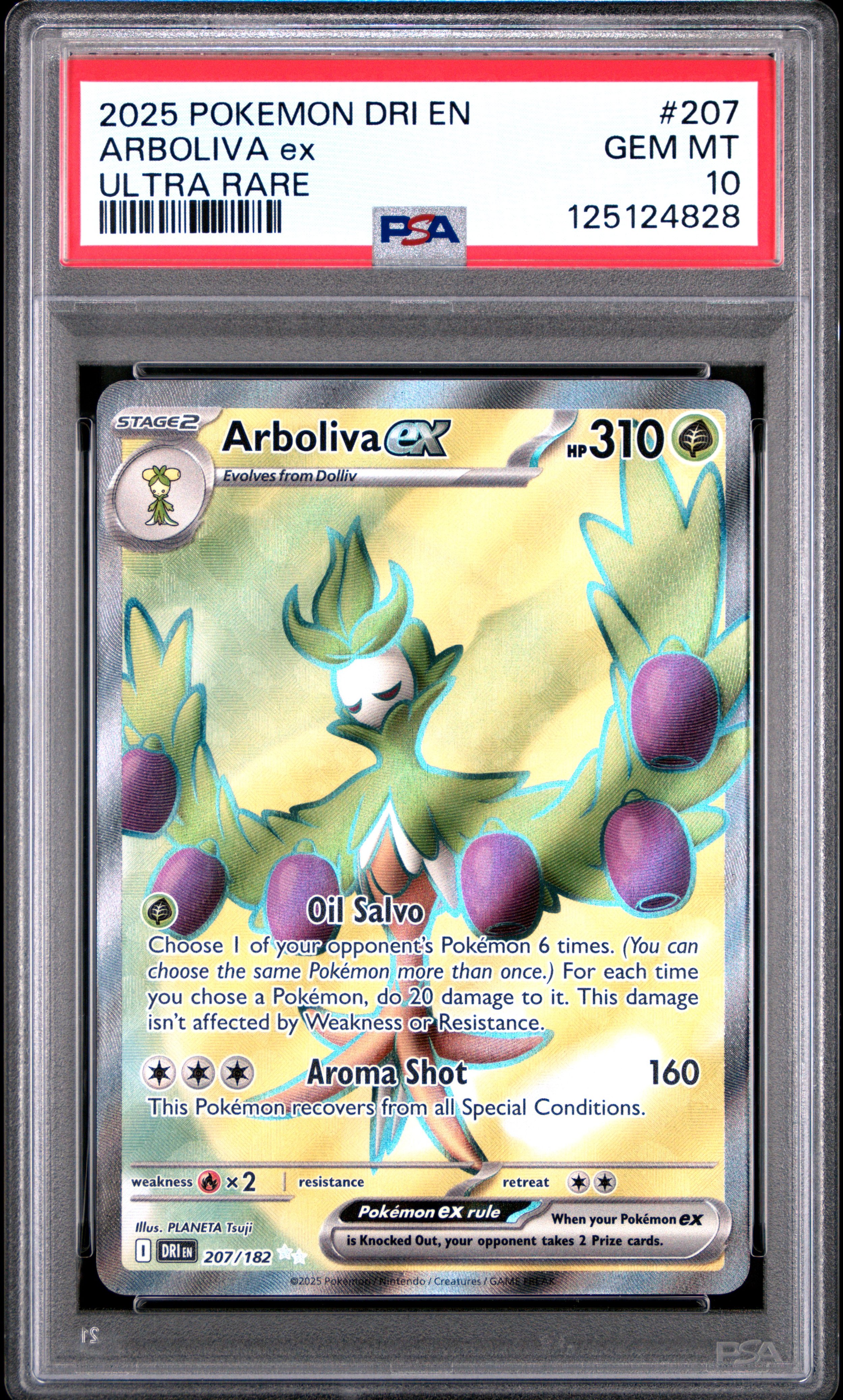 2025 POKEMON DRI EN-DESTINED RIVALS 207 ARBOLIVA EX ULTRA RARE GEM MINT 10 POP  124