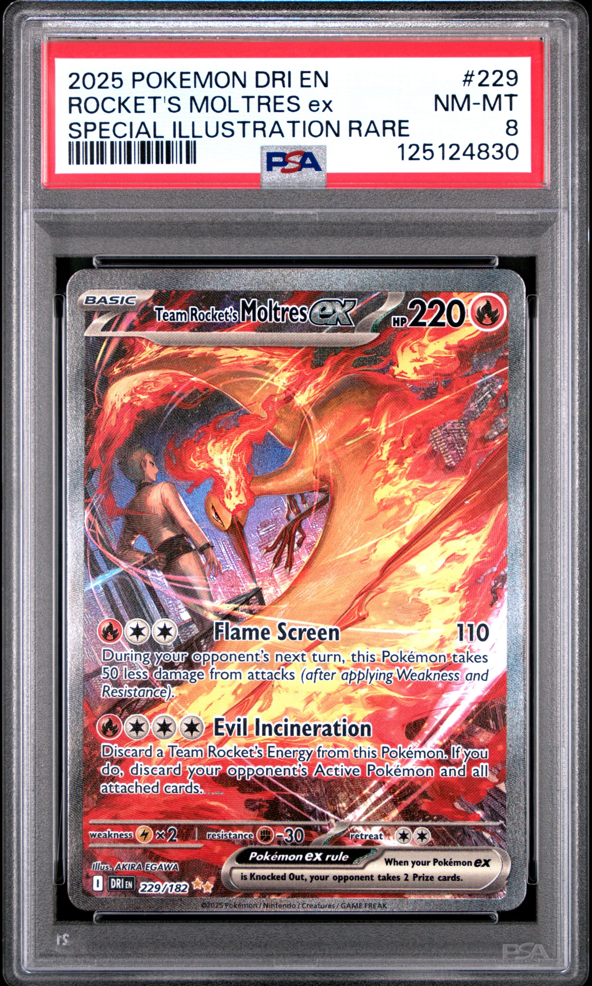 2025 POKEMON DRI EN-DESTINED RIVALS 229 TEAM ROCKET'S MOLTRES EX SPECIAL ILLUSTRATION RARE NEAR MINT-MINT 8