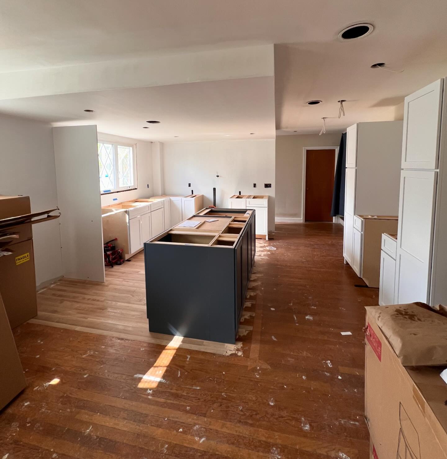 Progress on our ongoing kitchen renovation in Canton - lowers installed and templated to get countertops fabricated and installed as efficiently as possible!