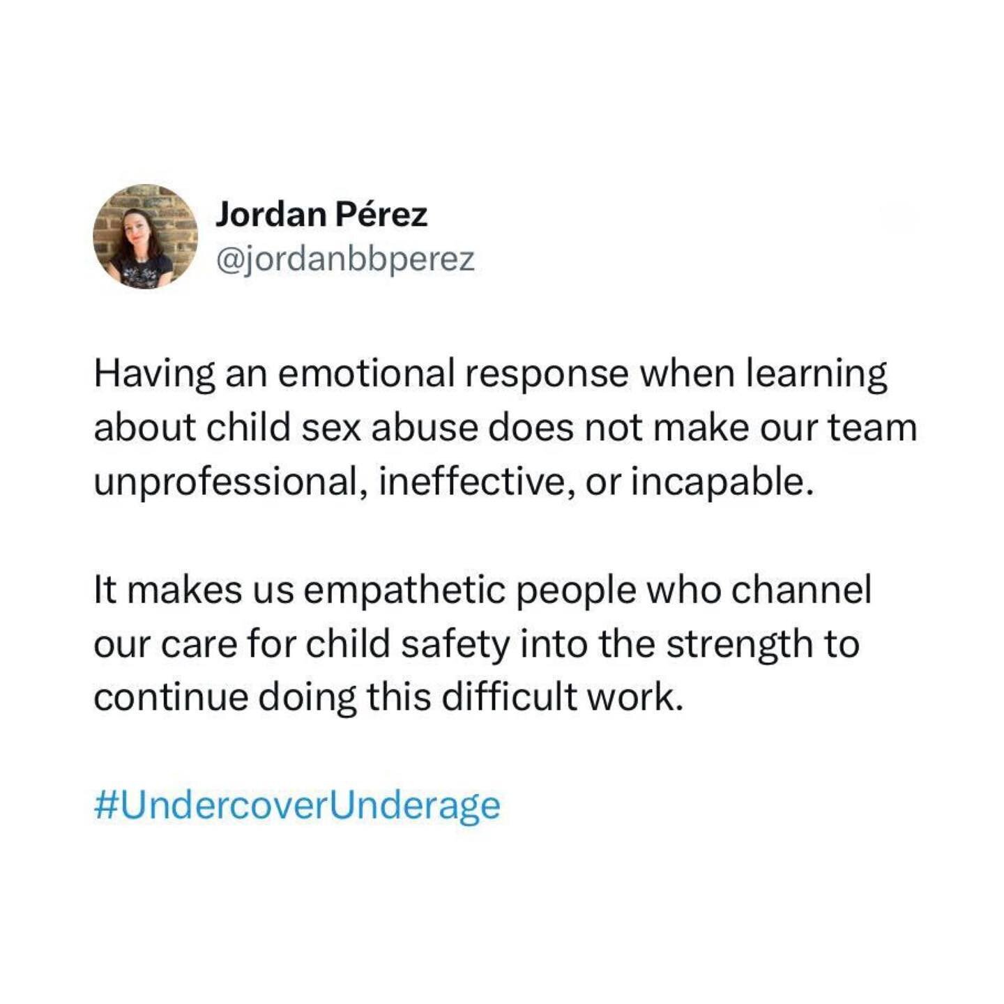 Last night&rsquo;s episode of #UndercoverUnderage was TOUGH. 💔 So many of you reached out and shared how upsetting you found The Patriot and The Park Ranger and their actions with our decoys, who they understood to be young girls. 

But, some folks 