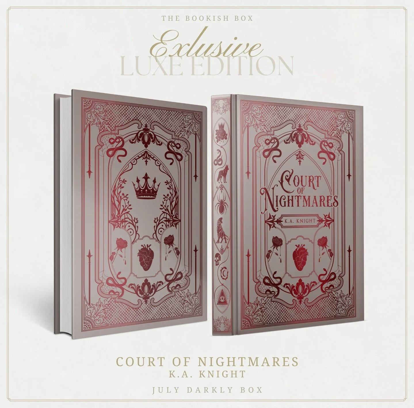 EXCLUSIVE LUXE EDITION⚔️🩸👑⁠
⁠
I am thrilled to have been given the opportunity to design the hardcase and reverse dust-jacket for the exclusive luxe edition of Court of Nightmares by @katieknightauthor. This edition is being featured in the July Da