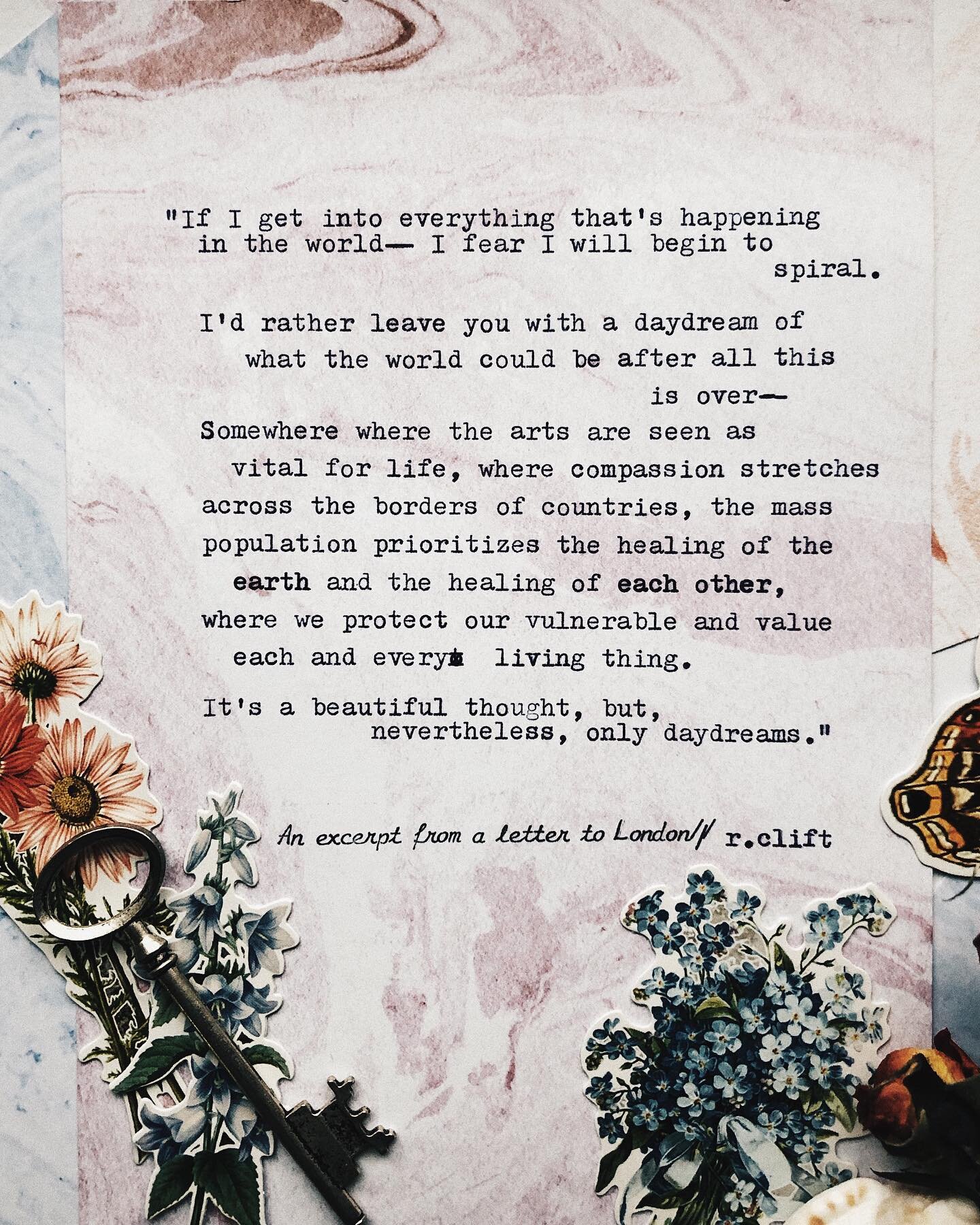 I wrote these words last year, as everything began to stop. Still, I&rsquo;m dreaming of a world like this. ✨

...................................................................................
☾ my poetry collections &lsquo;to feel anything at all&