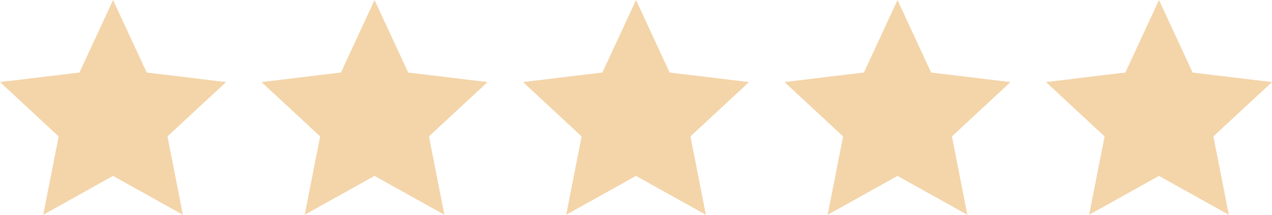 Five beige stars in a row on a black background.