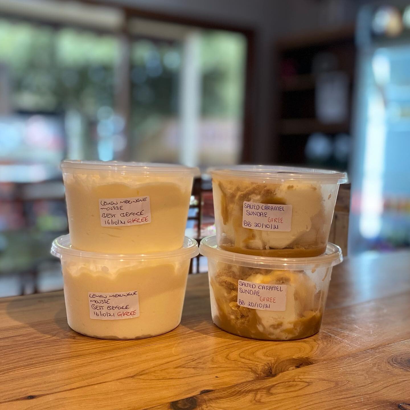 RESTOCKED GLUTEN FREE!!
After selling out Saturday ads has been busy in the kitchen this morning 😉  Lemon meringue mousse.  Salted Caramel Cookie Sundae