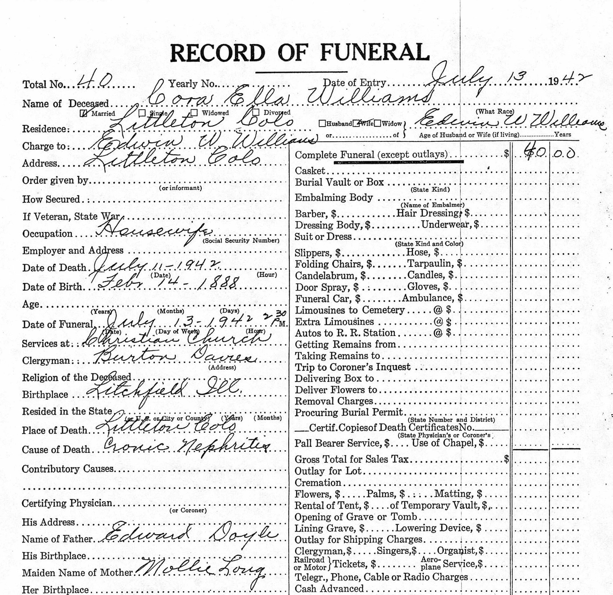 "Researching Funeral Home Records" presented by Mary Mathewson