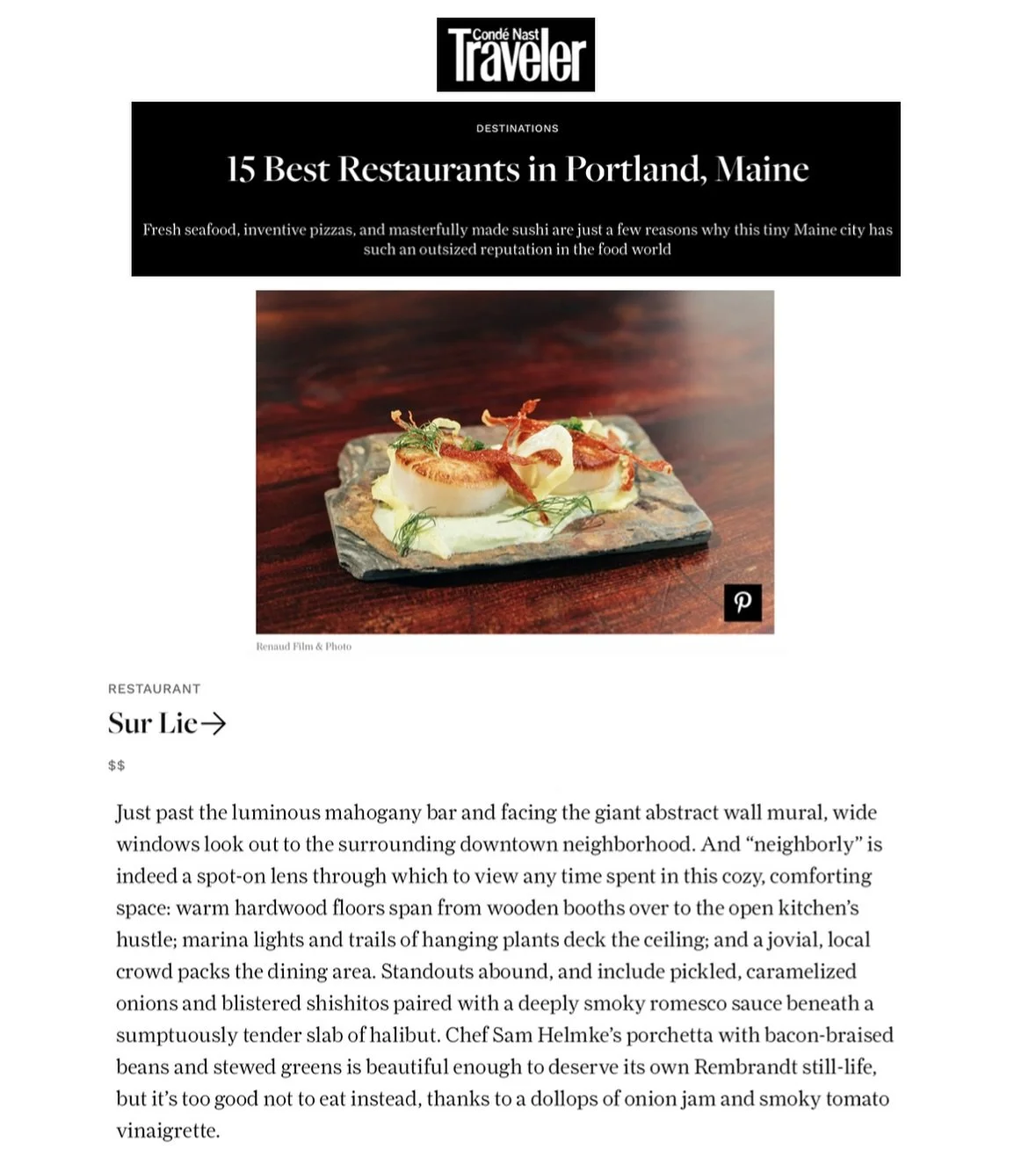 Ecstatic to share that @surlieportland has been named one of the best restaurants in Portland. 💚. 

In today&rsquo;s restaurant world, few can say they&rsquo;ve kept their doors open - and thriving - for more than ten years. It&rsquo;s a significant
