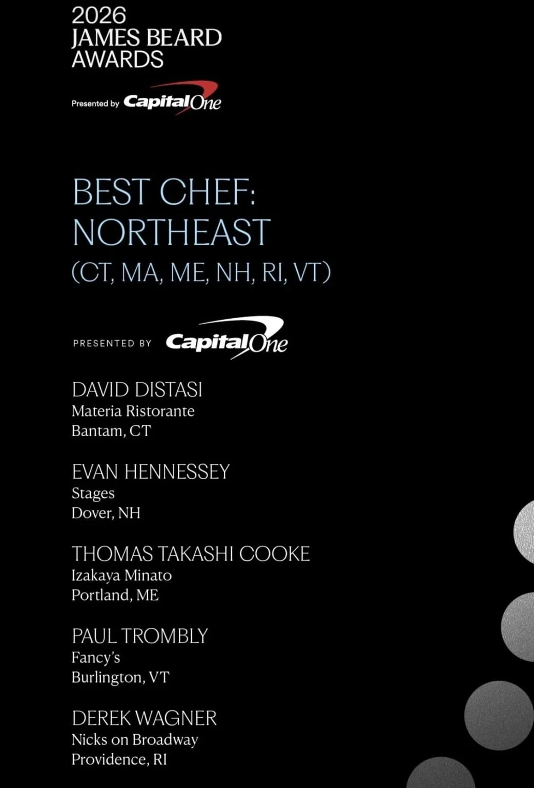 James Beard Finalist Announcement - Evan Hennessey (March 2026)