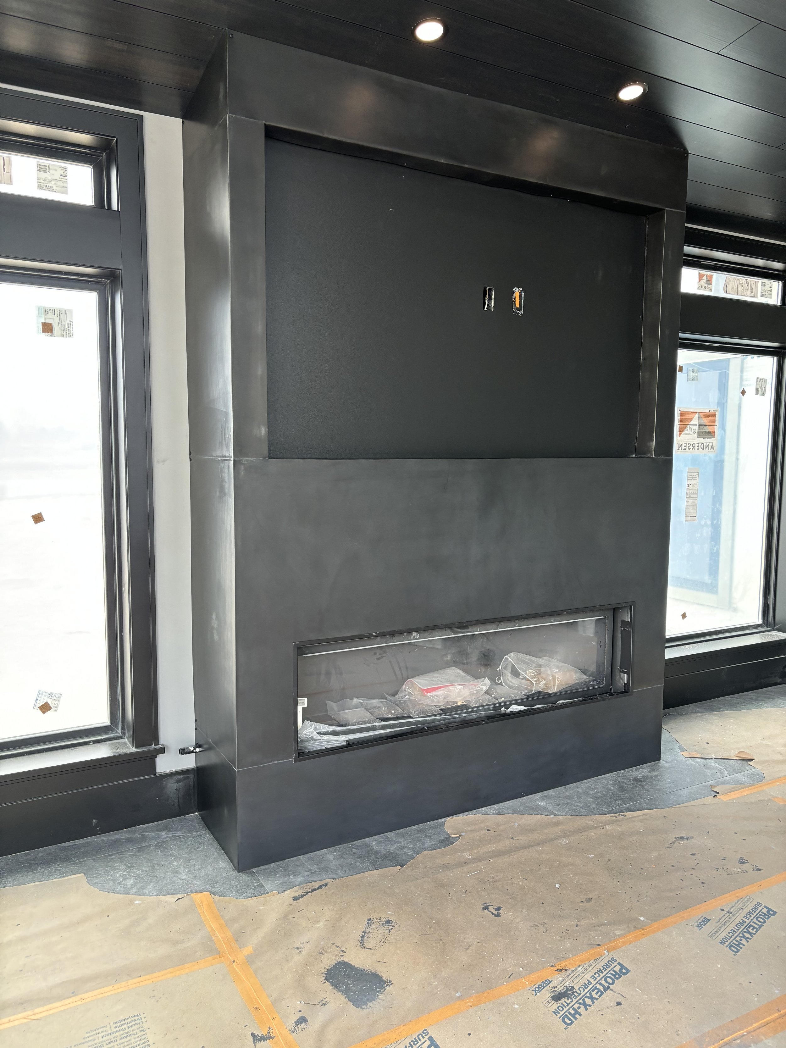 Zinc fireplace panels
