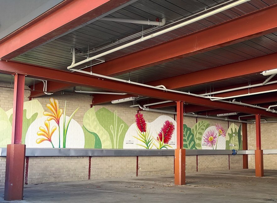 I had a lot fun painting this bright floral mural for @morphettstfamilydental 🌸🌻🌺
A balance of detailed native flowers with simple leaf shapes creates a dynamic mural that surrounds clients as they enter the car park. 
My thanks to the lovely team