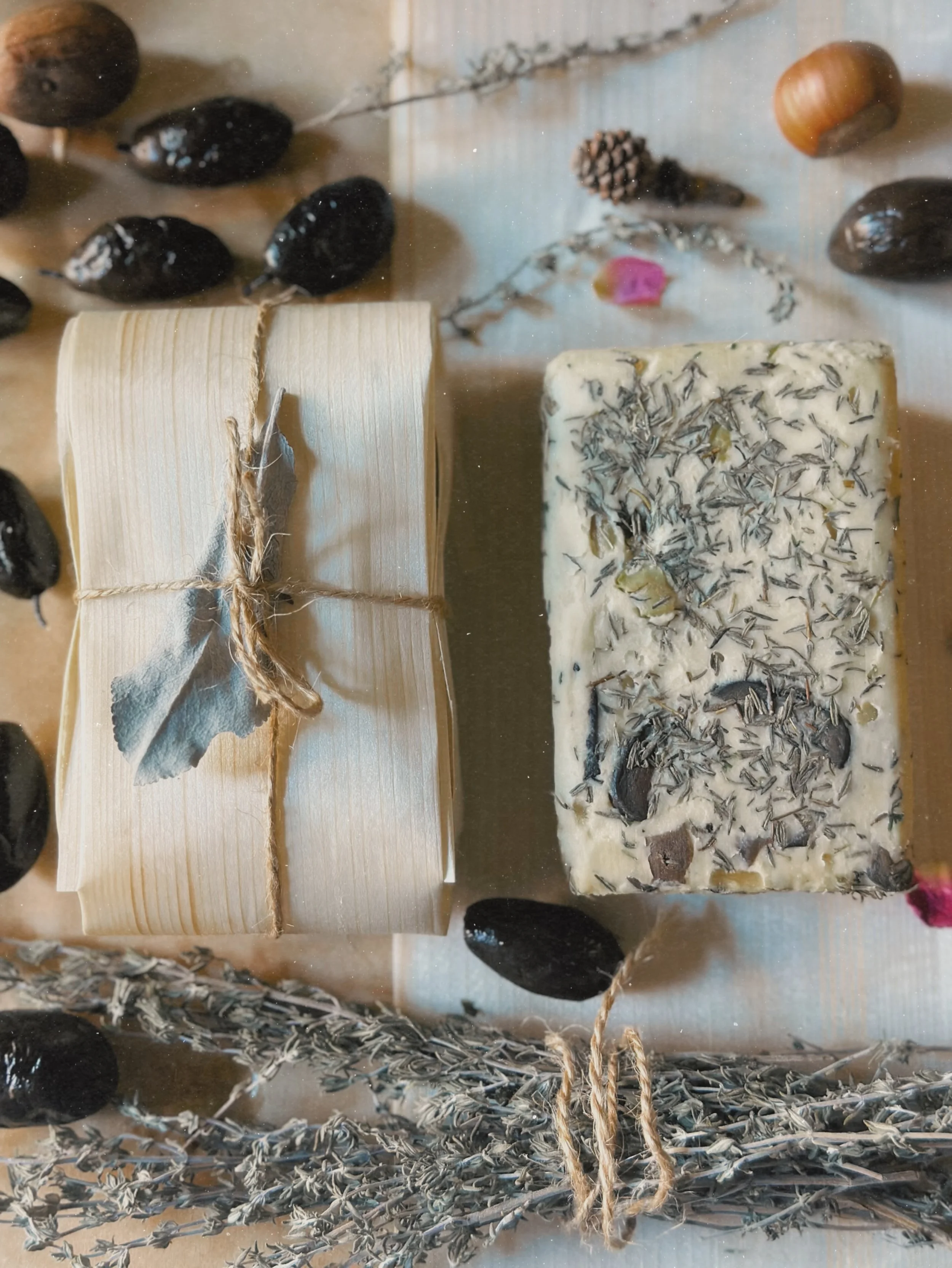 Pine-Wrapped Baked Olive & Caramelized Onion