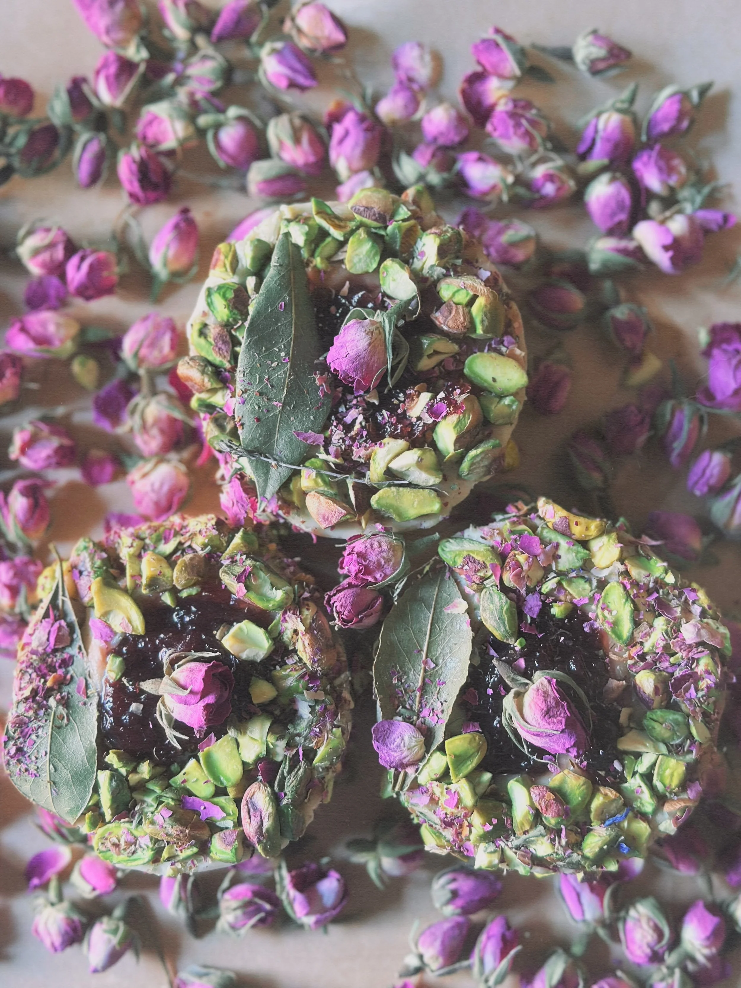 Basil with Rose Petal Jam & Pistachios