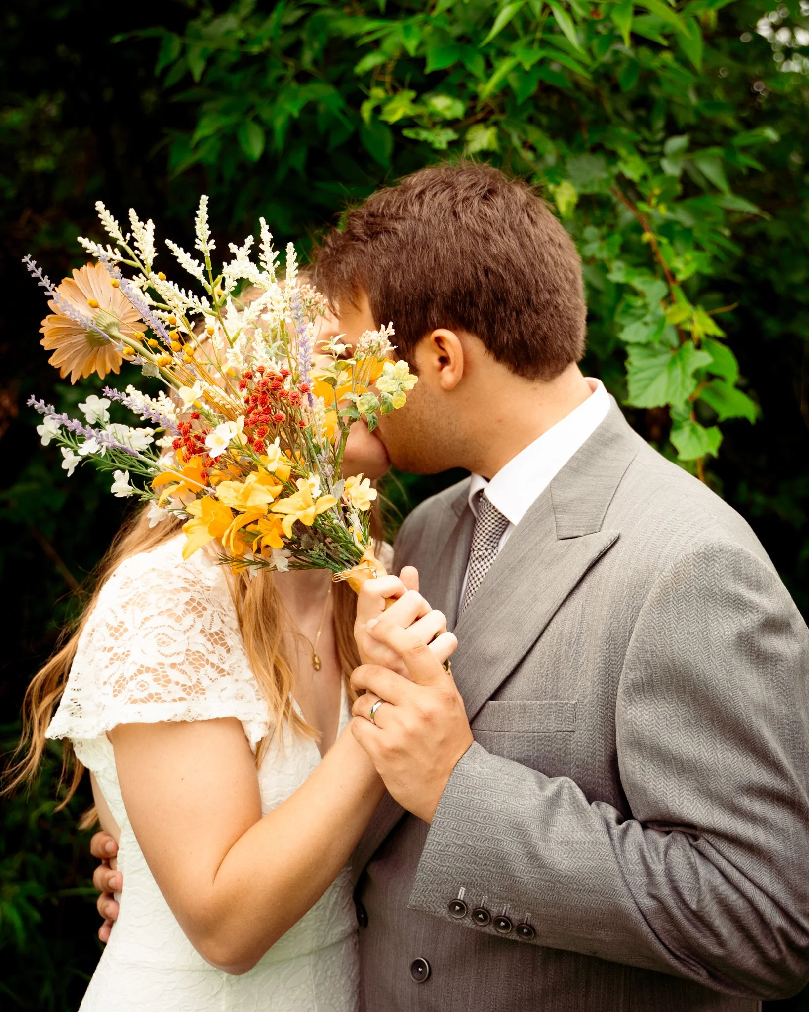 Bride and groom portrait golden hour Minneapolis