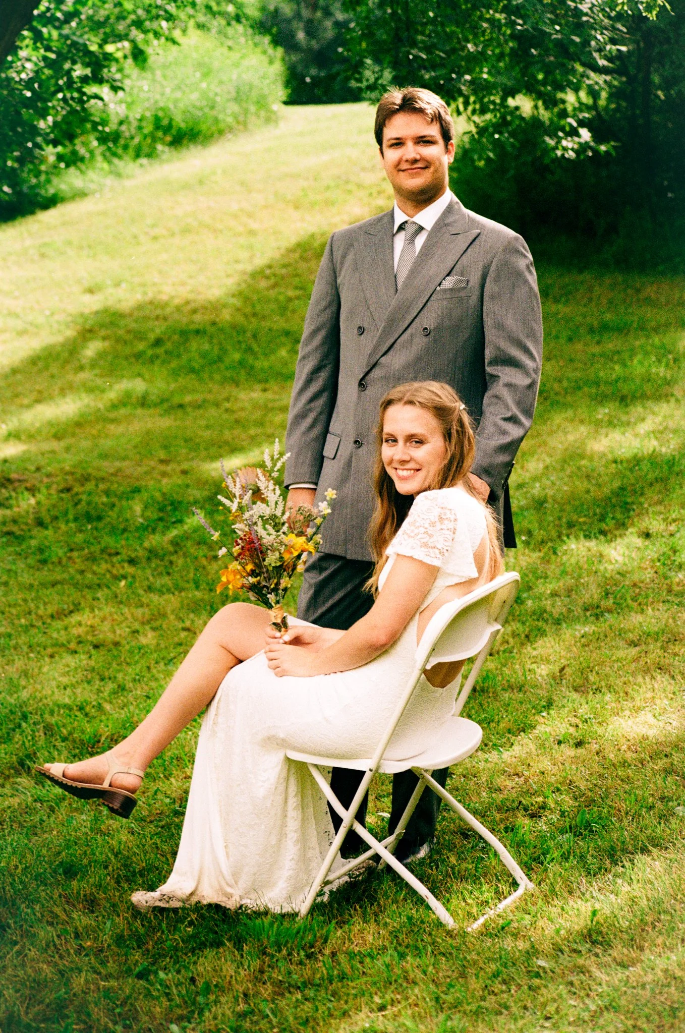 Bride and groom portrait golden hour Minneapolis