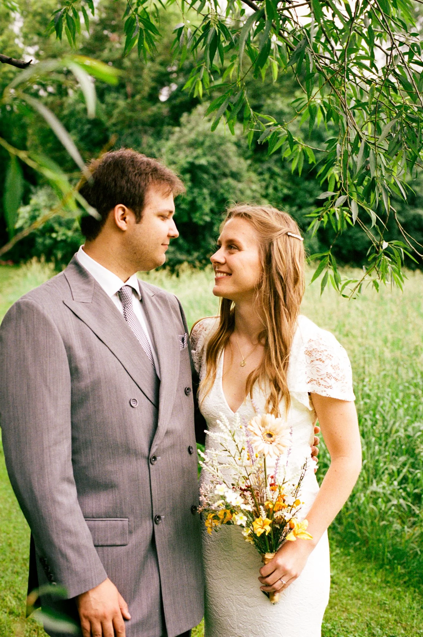 Bride and groom portrait golden hour Minneapolis