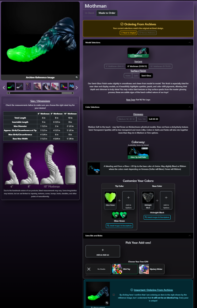 SquidlyCo Mothman order from archive populated field