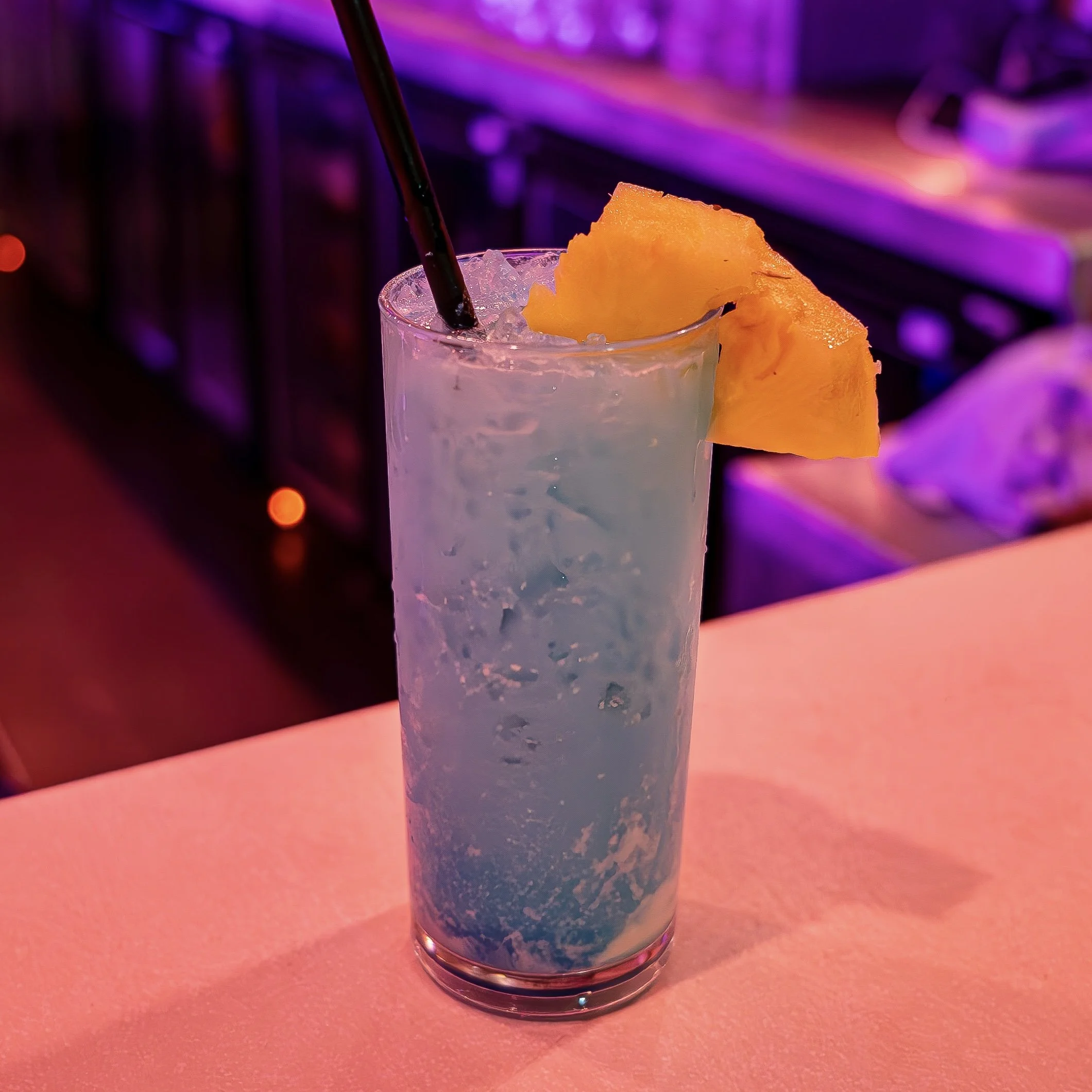 'Tropicana' at Ovation - Pineapple lustre, blue Curaçao topped with lemonade.
