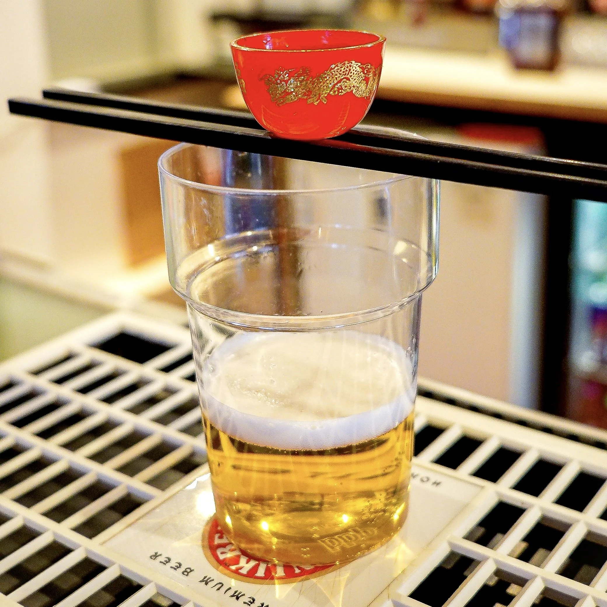 'Sake Bomb' at kalaRED - Sake bomb with watermelon shot.