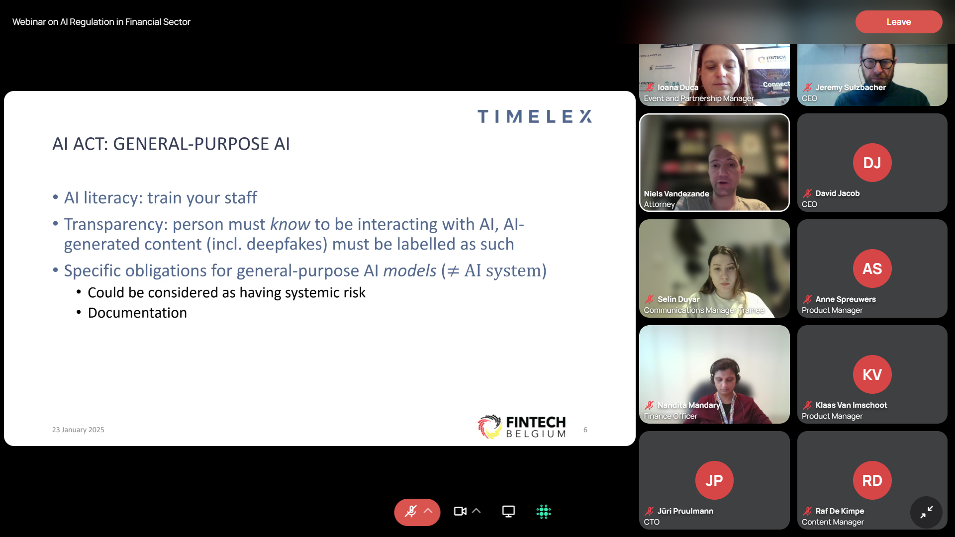 Webinar on AI Regulation and Financial Sector — FinTech Belgium