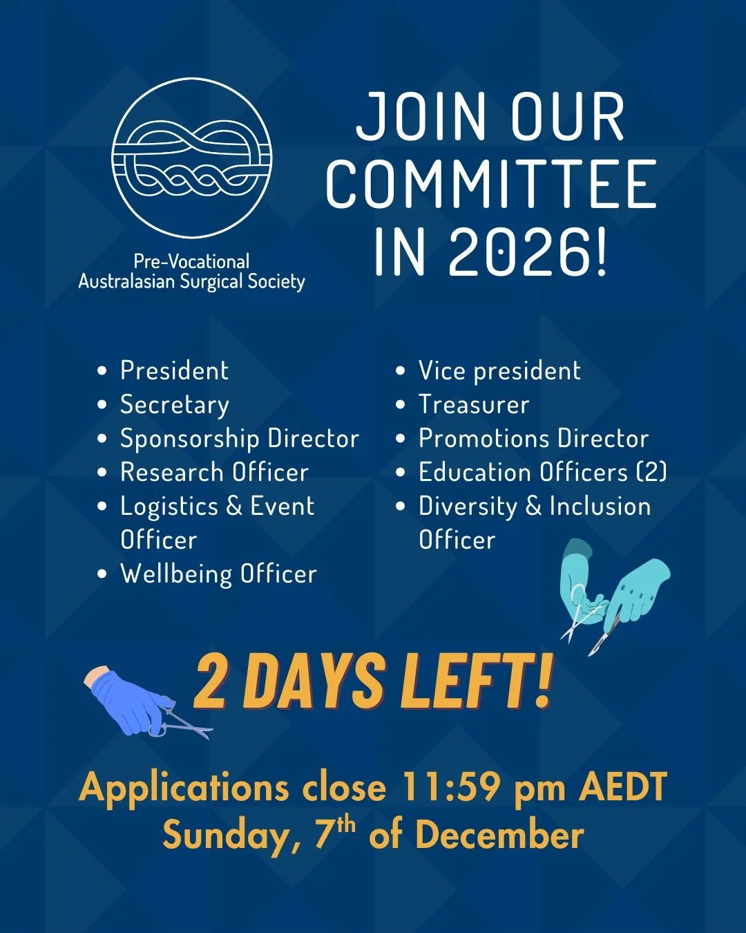📣 2 DAYS LEFT! 📣
View our application guide at https://tinyurl.com/pvassguide2026
Submit your application at https://tinyurl.com/pvassapply2026
Application guide and application form links in bio
Applications close 11:59 pm AEDT on Sunday, the 7th 
