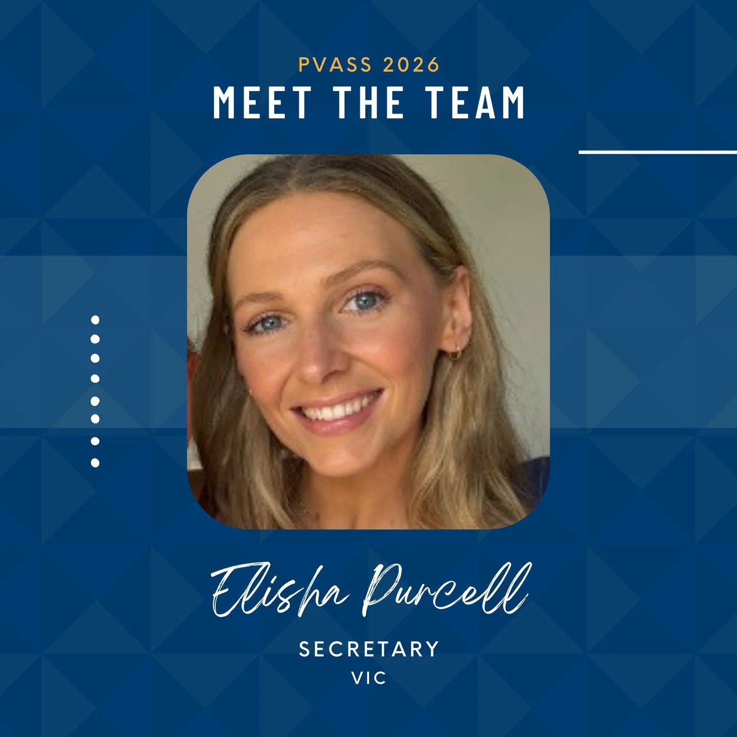 Now for our 2026 PVASS secretary, Dr Elisha Purcell

Year level: PGY2
PVASS role: Secretary
Speciality of interest: Plastic and Reconstructive Surgery
Fun fact / fave way to unwind: Enjoy playing all sports and going to the beach!