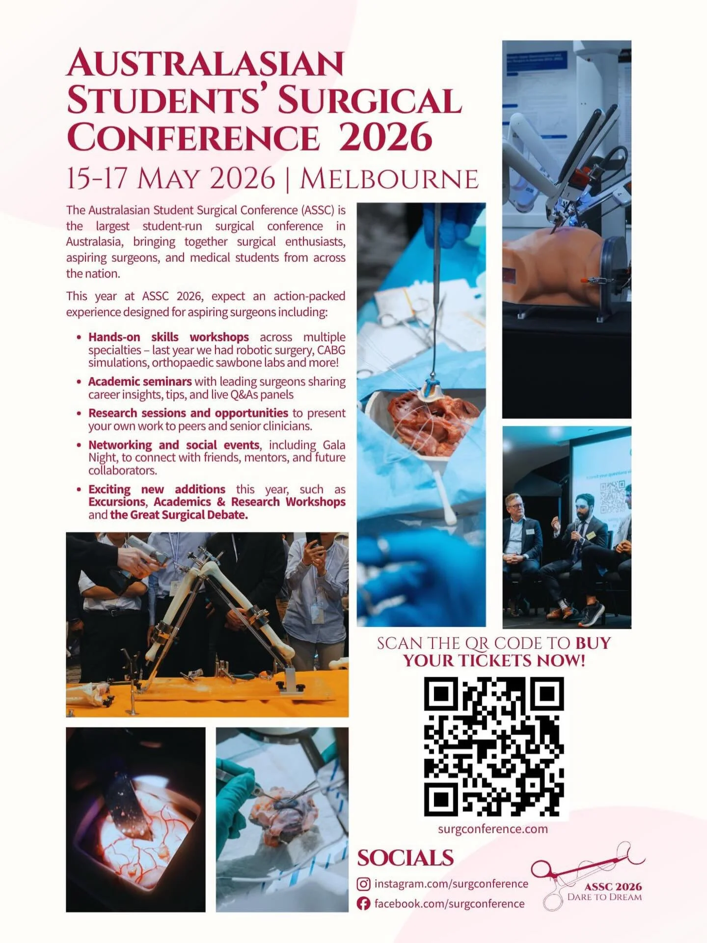 PVASS is proud to support and promote the 2026 Australasian Students&rsquo; Surgical Conference in Melbourne, 15-17 May 2026. 

The ASSC is the largest medical student run surgical conference in the southern hemisphere. 

It offers a great opportunit
