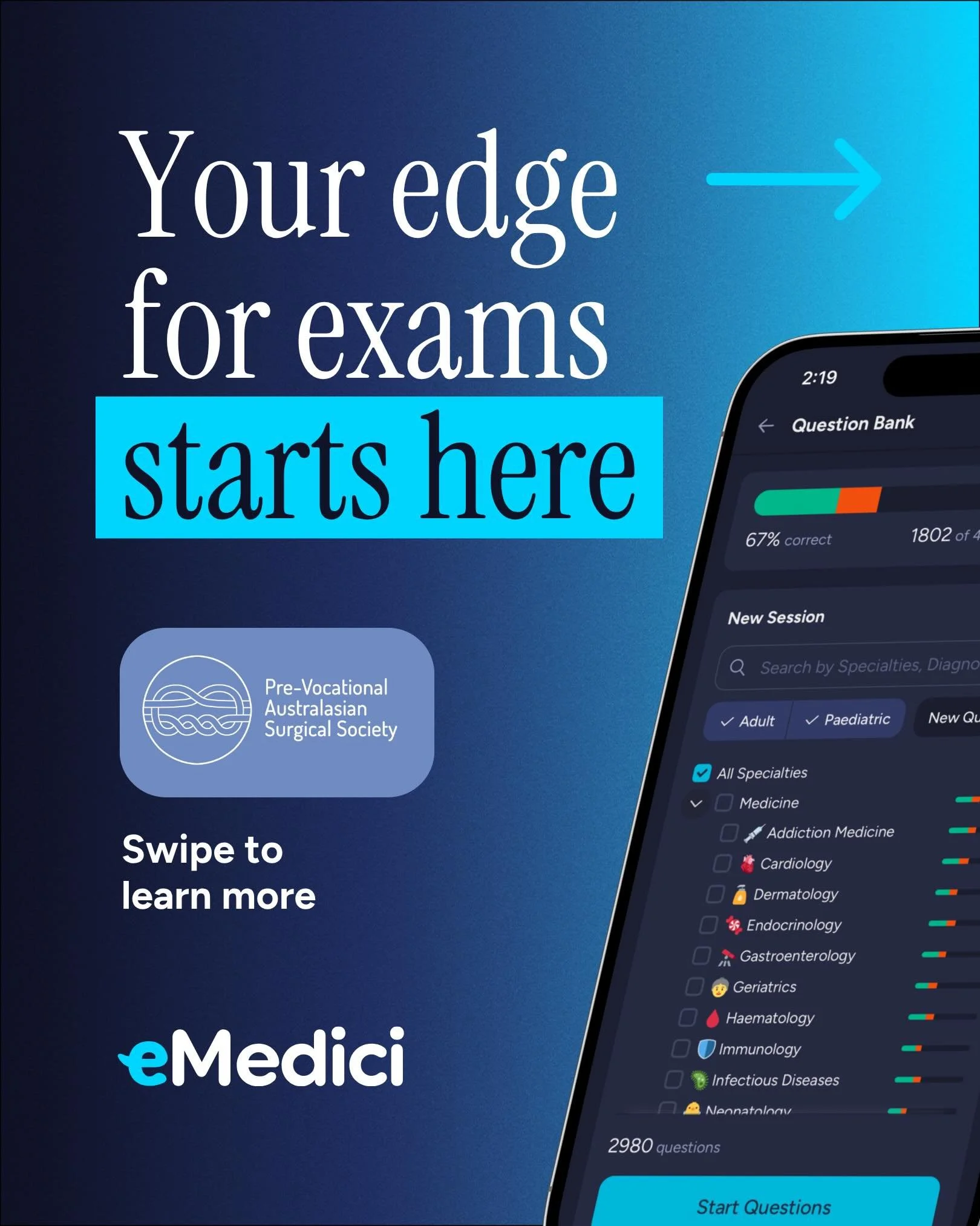 Special thanks to our sponsor @studywithemedici who will provide two attendees of our upcoming surgical suspec night with three months of either their Clinical Medicine or Junior Doctor Package! Make sure to hit interested on our facebook event page 