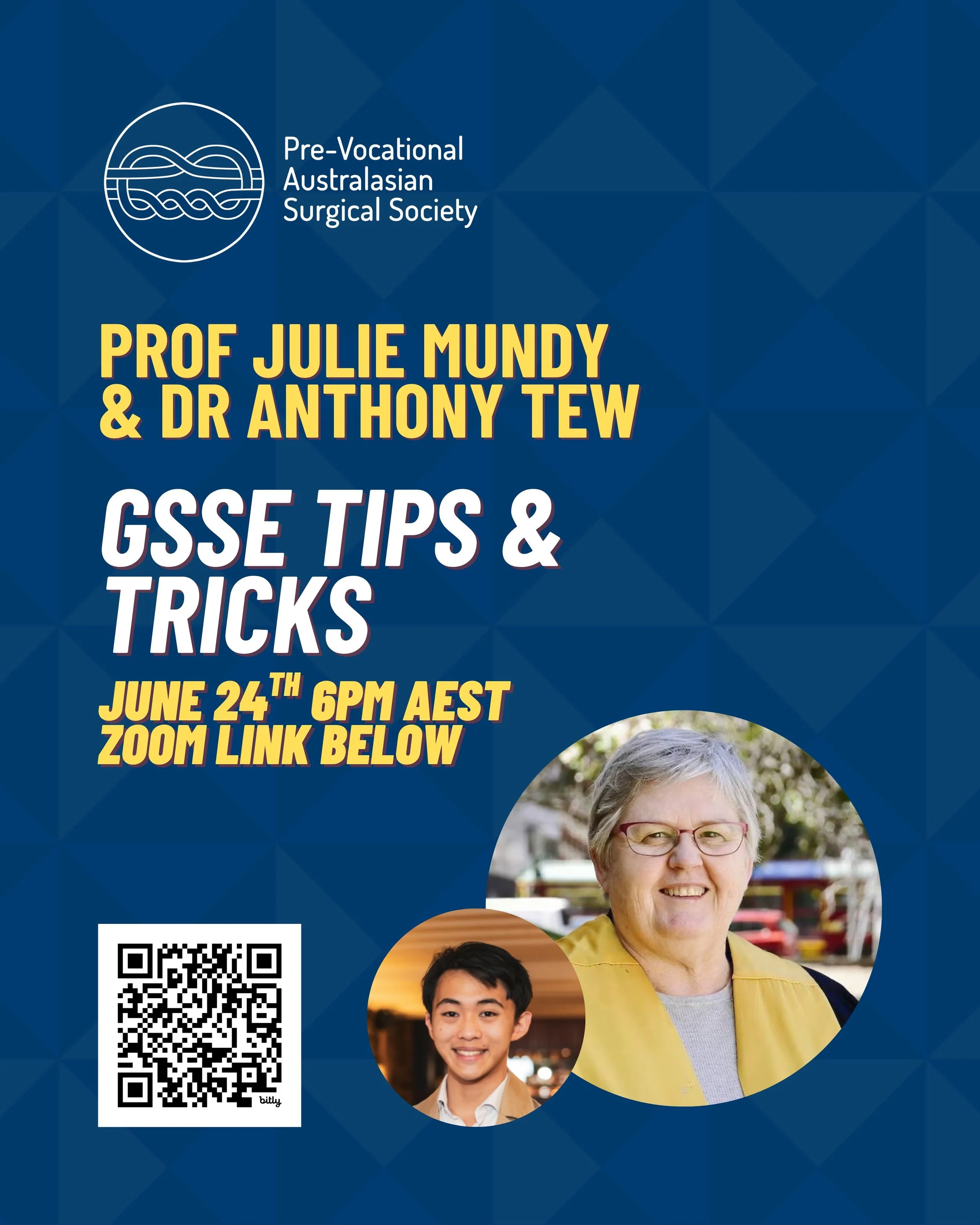 And now, for the moment you have all waited for! Meet the distinguished guest speakers for the PVASS GSSE Tips and Tricks Night! From a surgical legend to exam ace, join us this June 24th at 6PM using the zoom link below!

https://macquarie.zoom.us/j