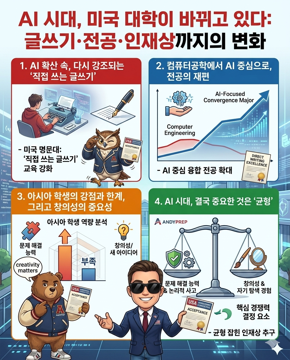 AI 시대, 미국 대학이 바뀌고 있다: 글쓰기·전공·인재상까지의 변화