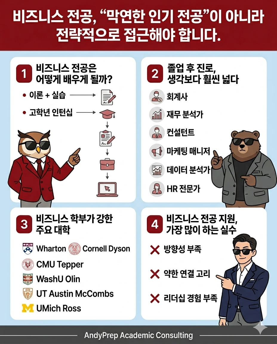 비즈니스 전공, “막연한 인기 전공”이 아니라 전략적으로 접근해야 합니다.