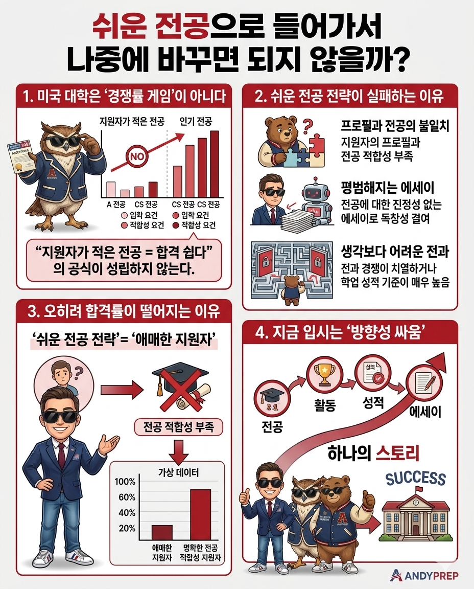 쉬운 전공으로 들어가서 나중에 바꾸면 되지 않을까?