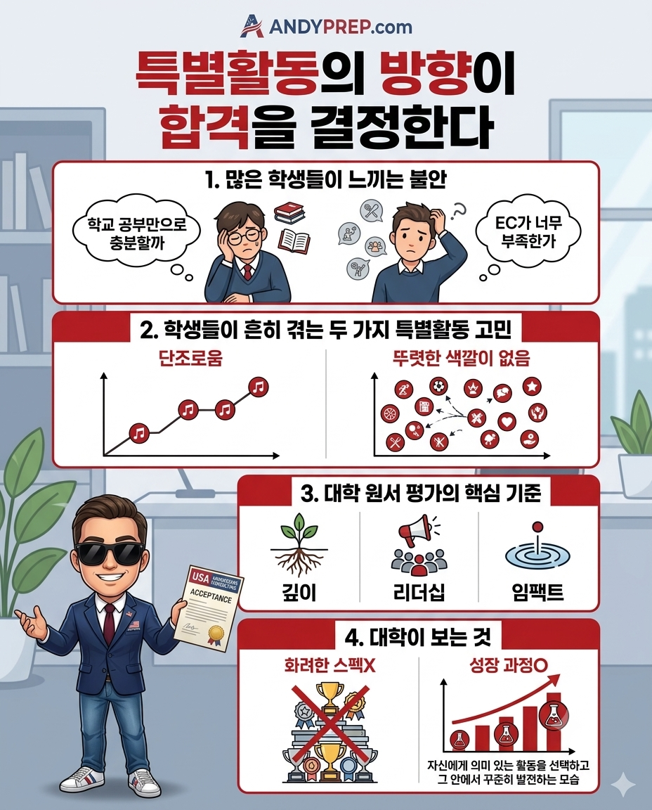 특별활동의 방향이 합격을 결정한다: 미국 대학 입시의 핵심 전략