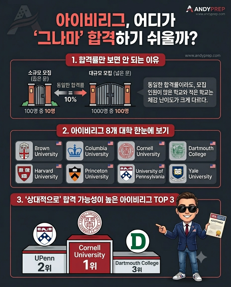 아이비리그, 어디가 ‘그나마’ 합격하기 쉬울까?