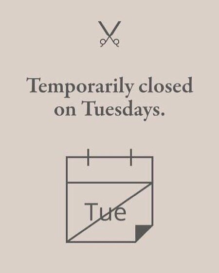 Unfortunately the salon will be temporarily closed on Tuesdays, we will however be open as normal Wednesday to Saturday. Apologies for any inconvenience caused (we&rsquo;re working on something exciting 😉) Appointments can be made via the website: h