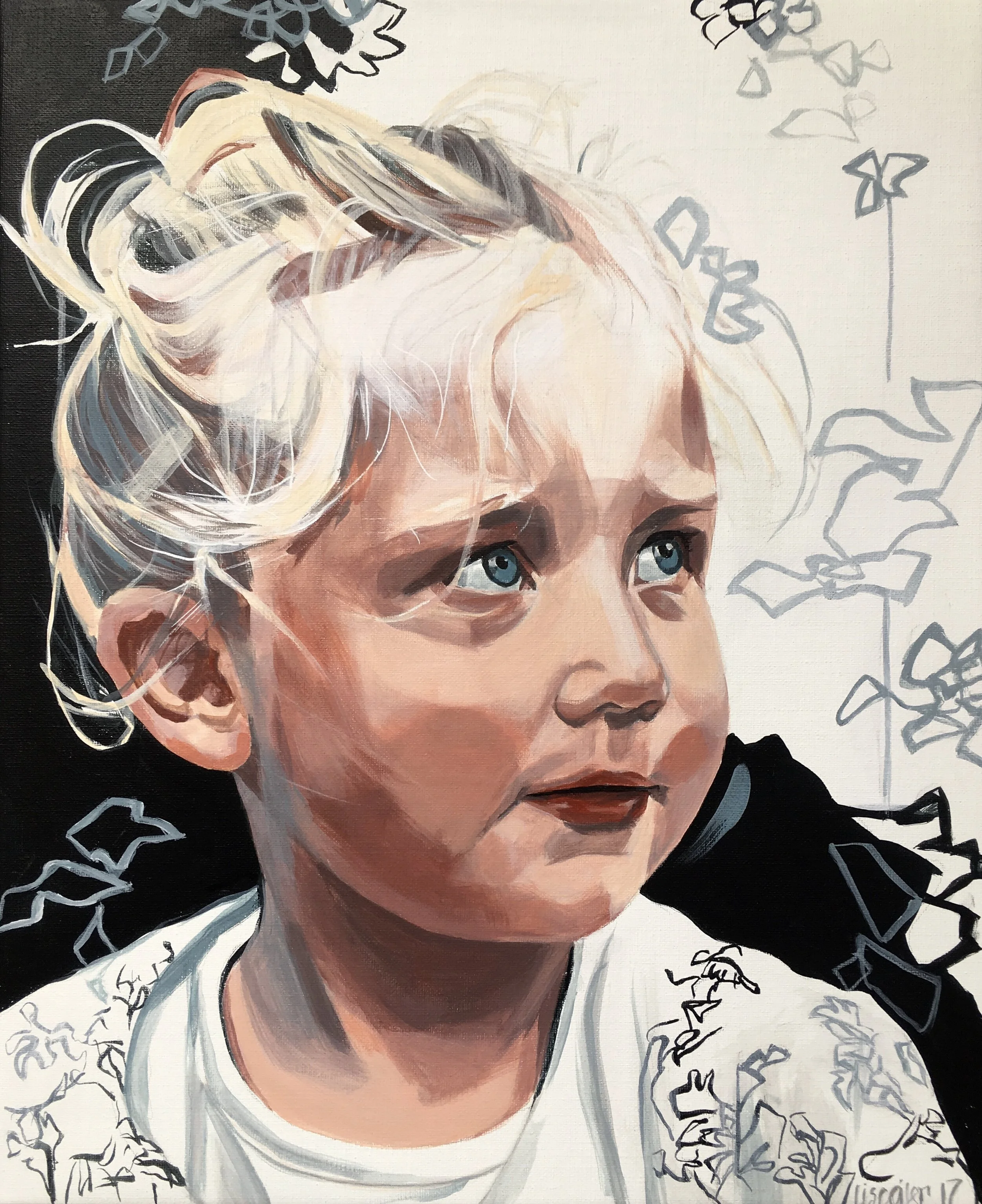 Flora, 2017,
akryl på lærred,
55 x 45 cm