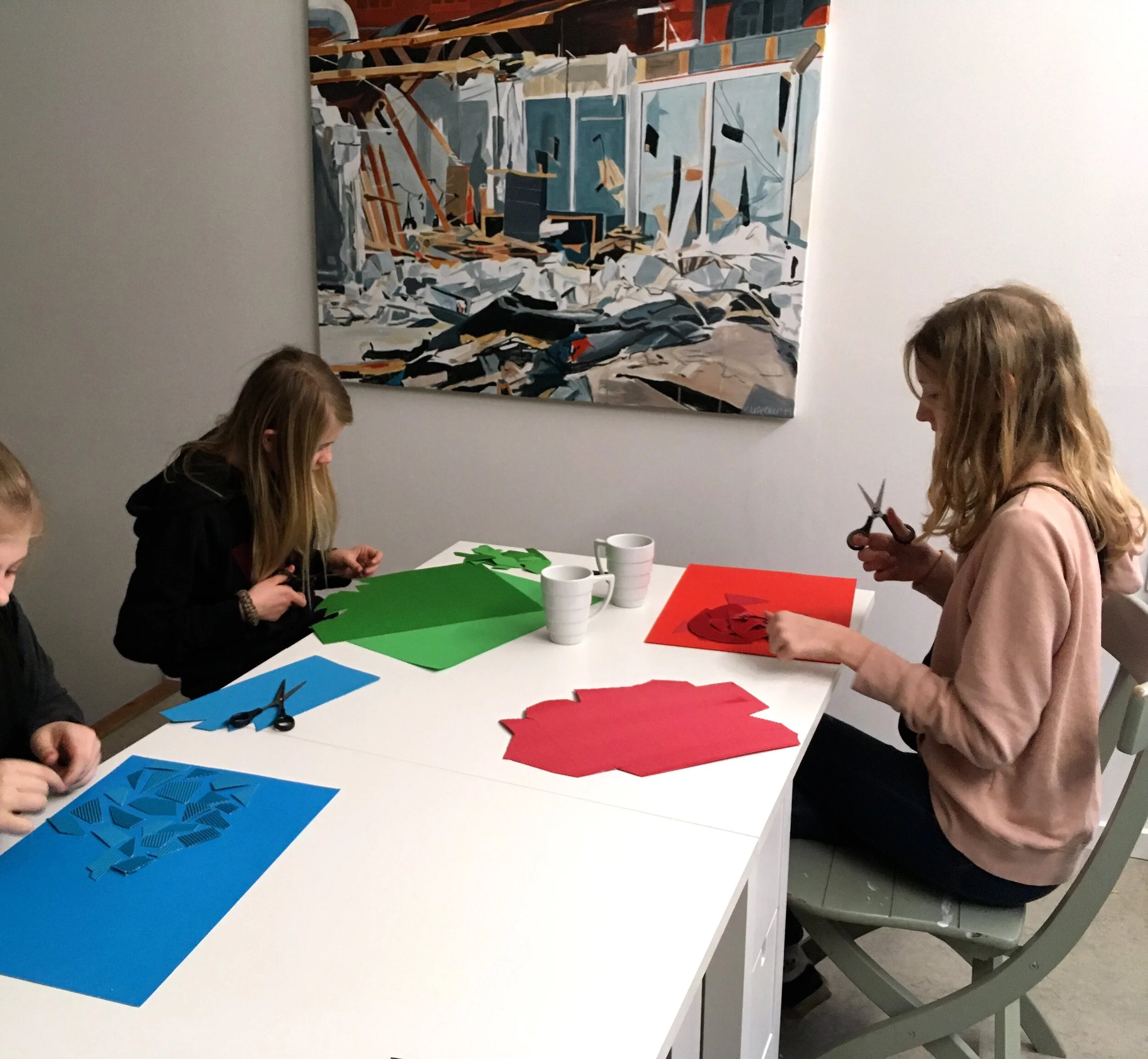 Billedskole, kompositioner med bølgepap