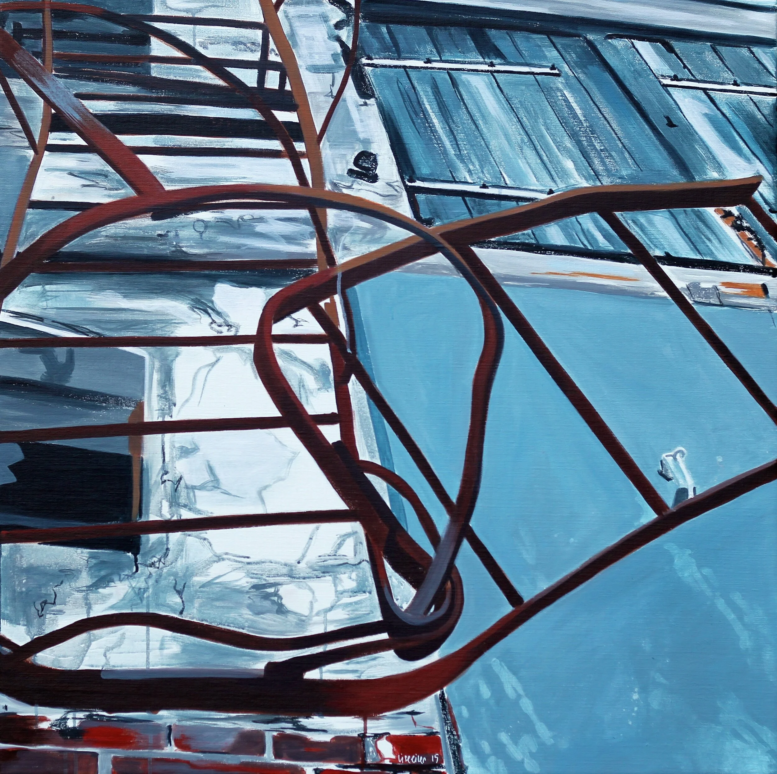 Evers pakhus, Sønderborg, 2015,
akryl på lærred,
100 x 100 cm