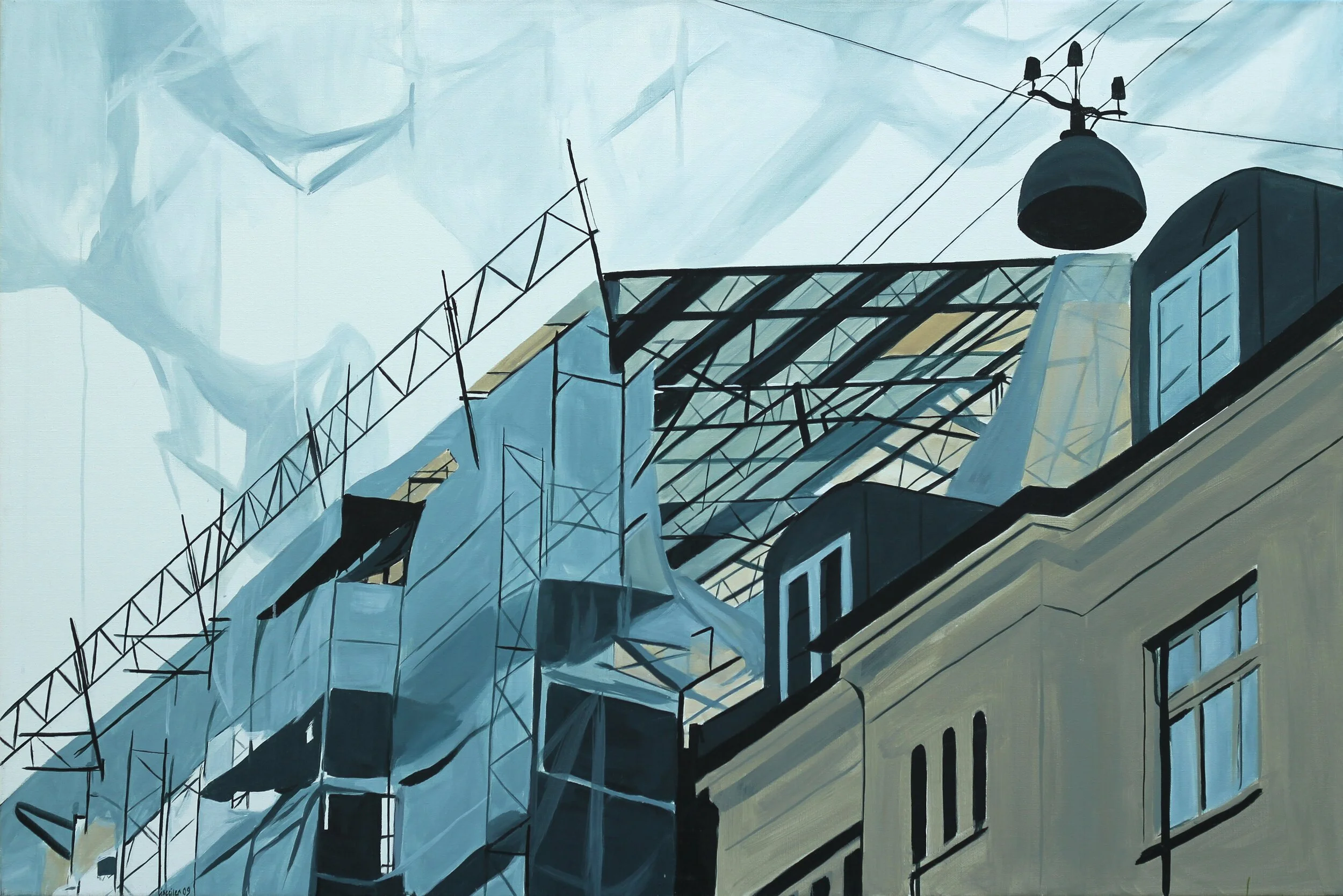 Nordre Fasanvej #3,
akryl på lærred,
100 x 150 cm