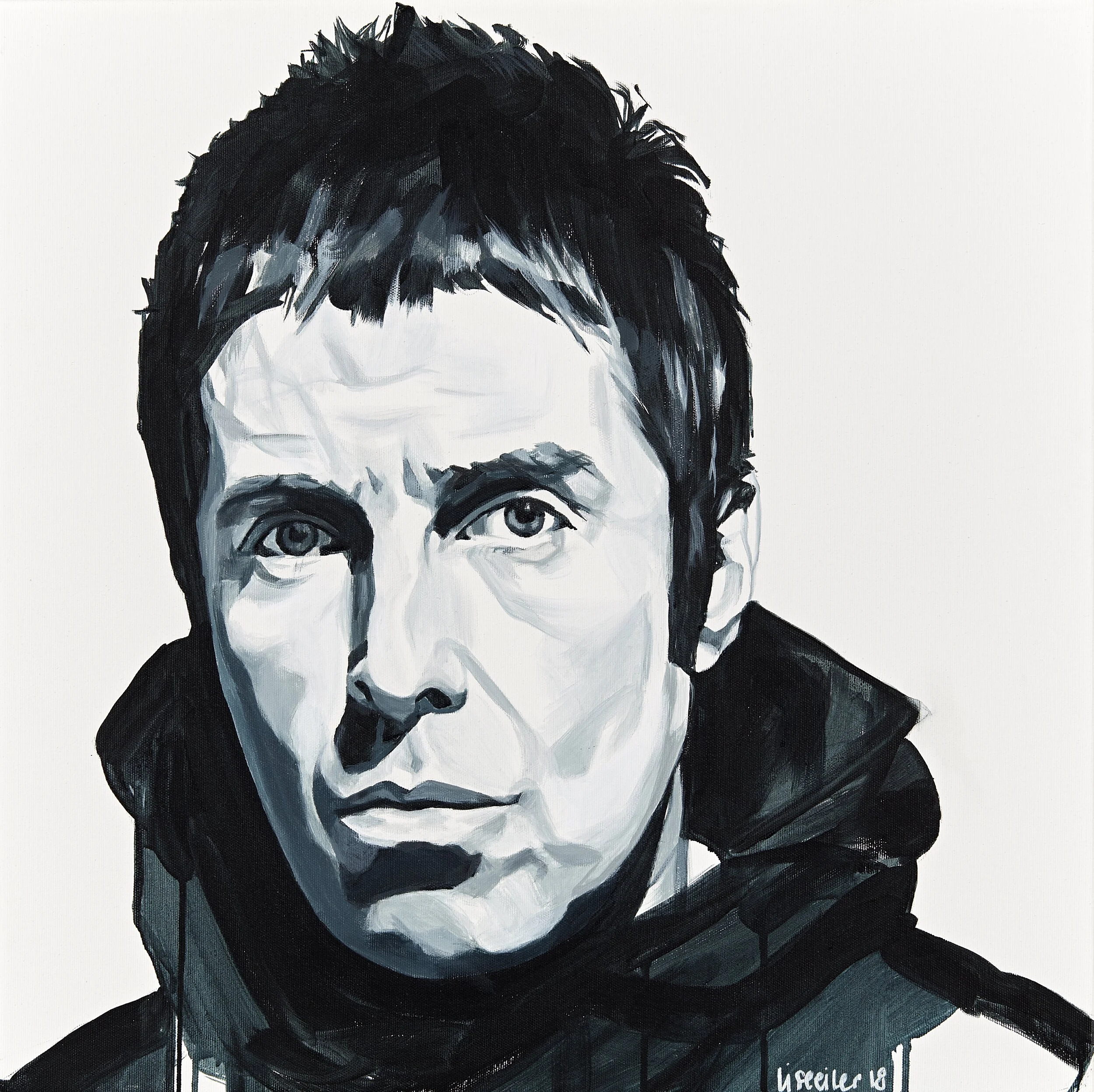 Liam Gallagher, 2018,
akryl på lærred,
60 x 60 cm