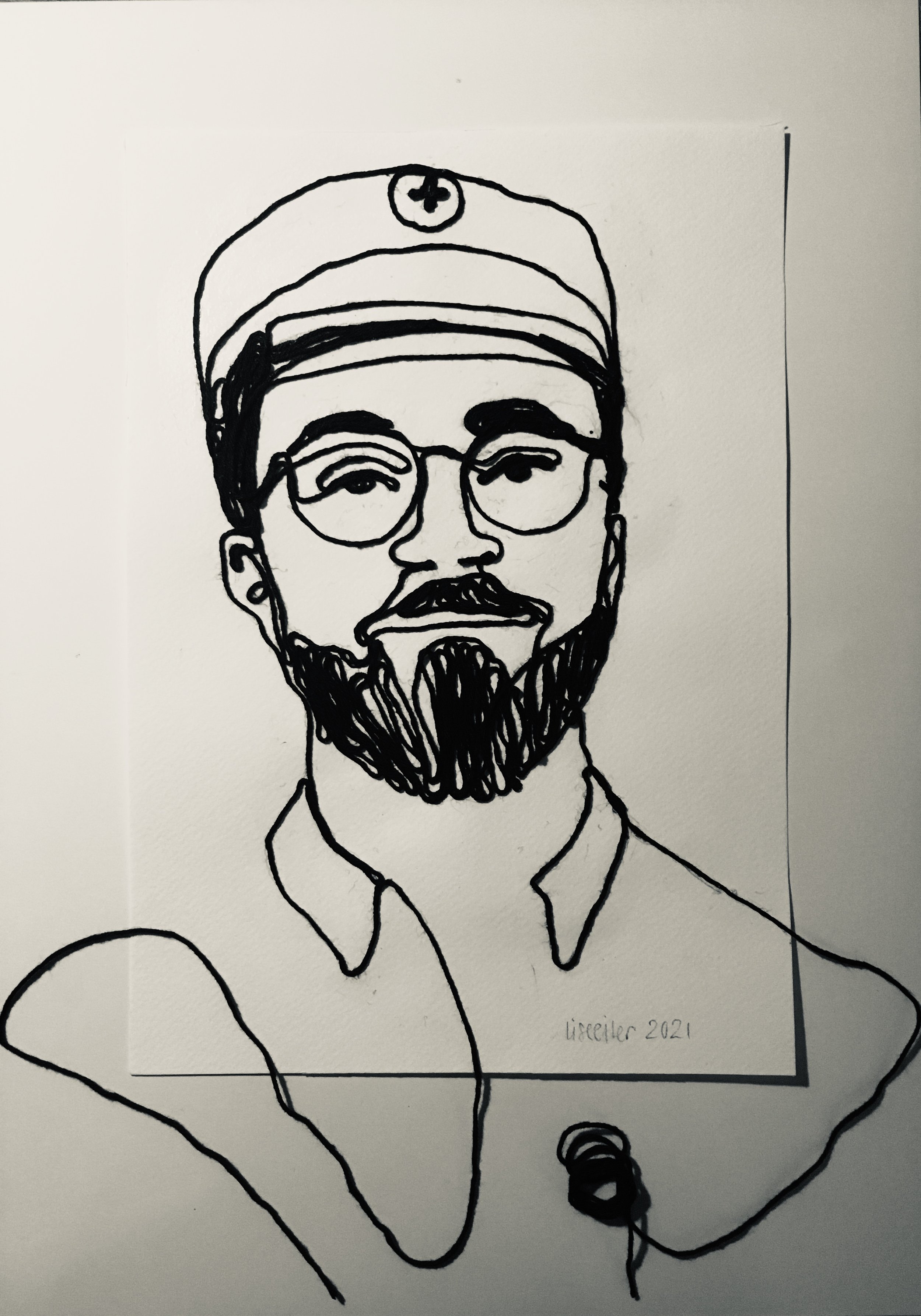 Anton, 2021, snor på papir, A4