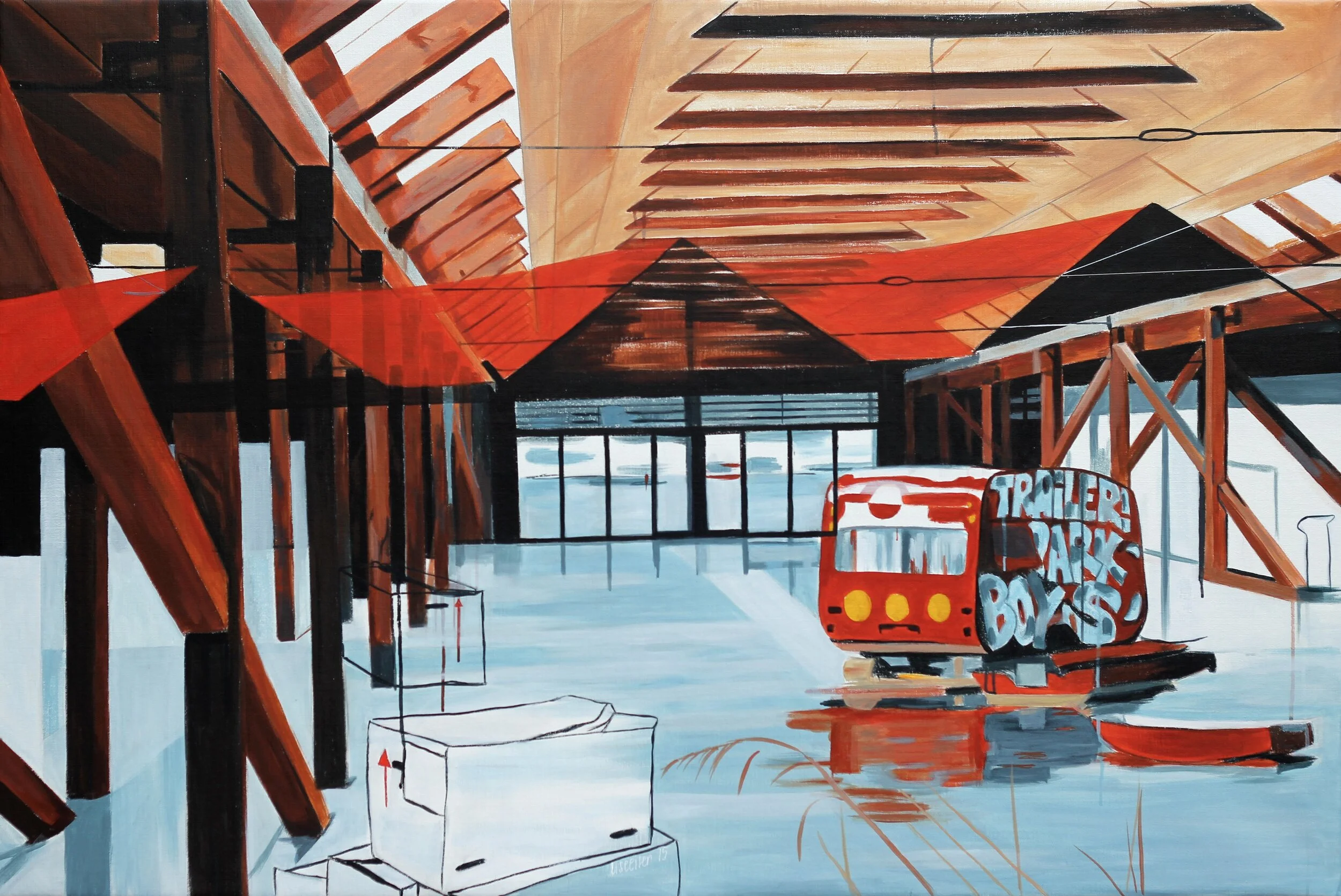 Kanonbådsvej, 2015,
Bestillingsopgave til Danmarks Apotekerforening,
akryl på lærred,
100 x 150 cm 