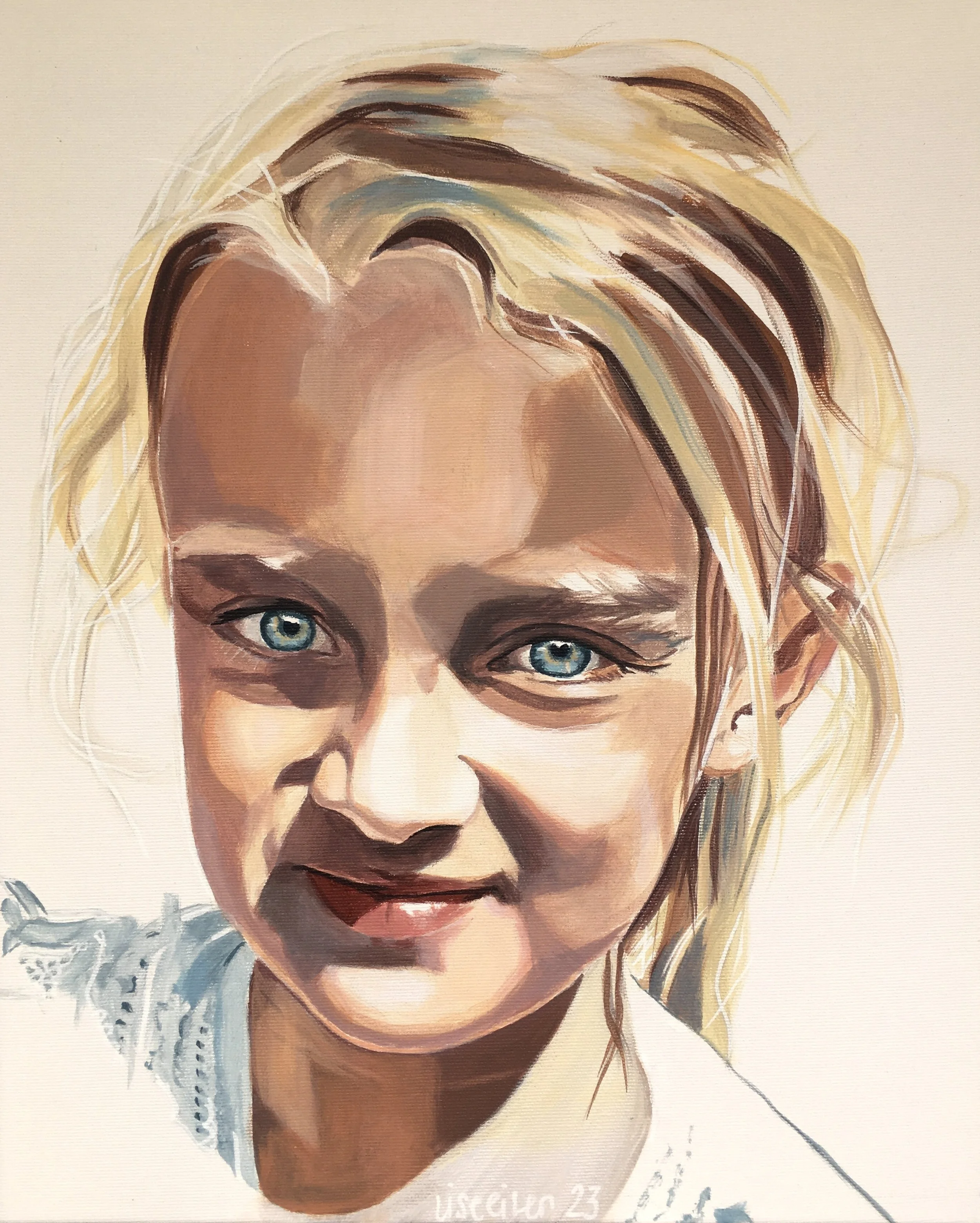 Alma, 2023,
akryl på lærred,
50 x 40 cm