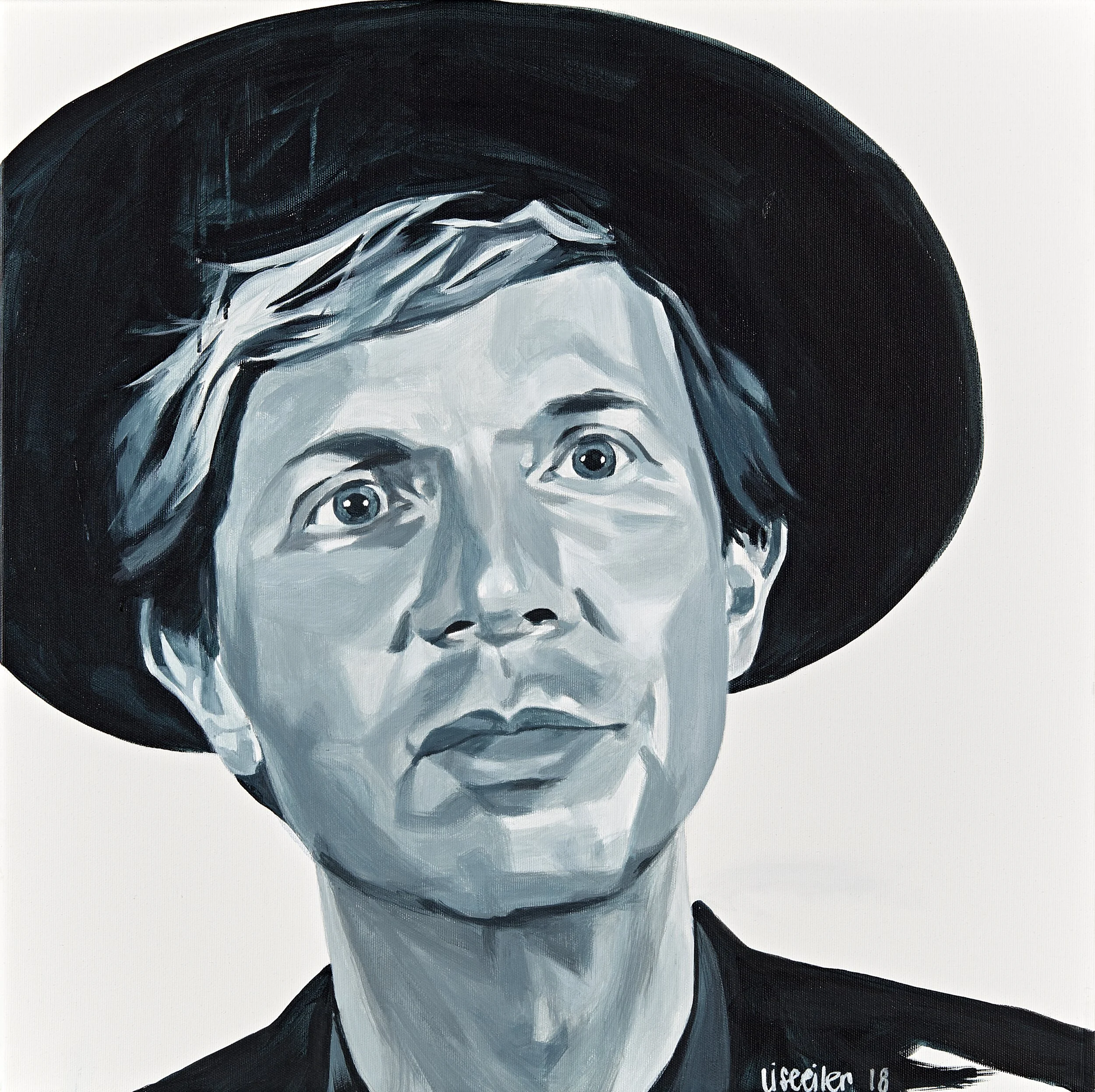 Beck, 2018,
akryl på lærred,
60 x 60 cm