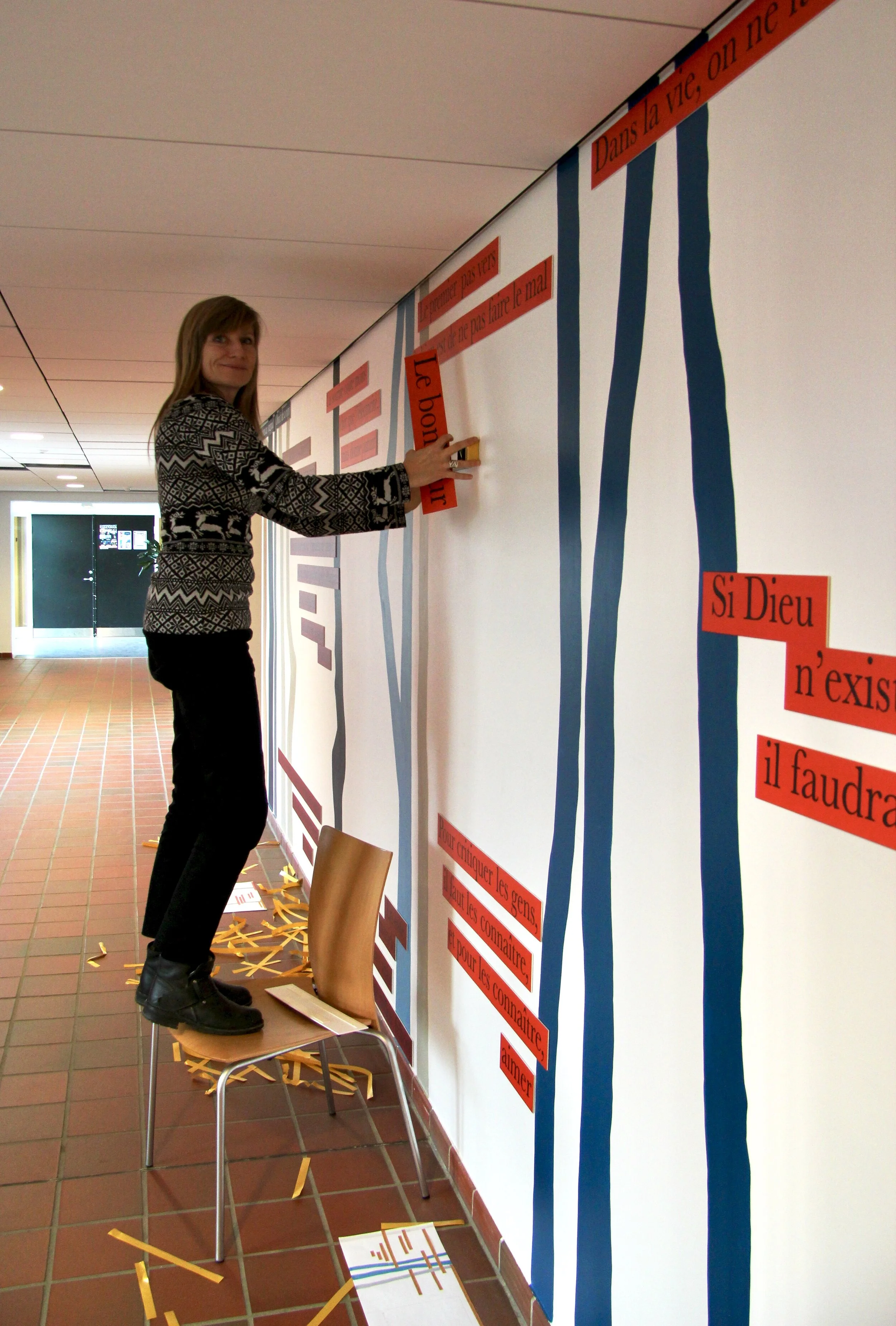 Sprogstammer, Aabenraa Statsskole, 2016,
opsætning af den permanente poesi