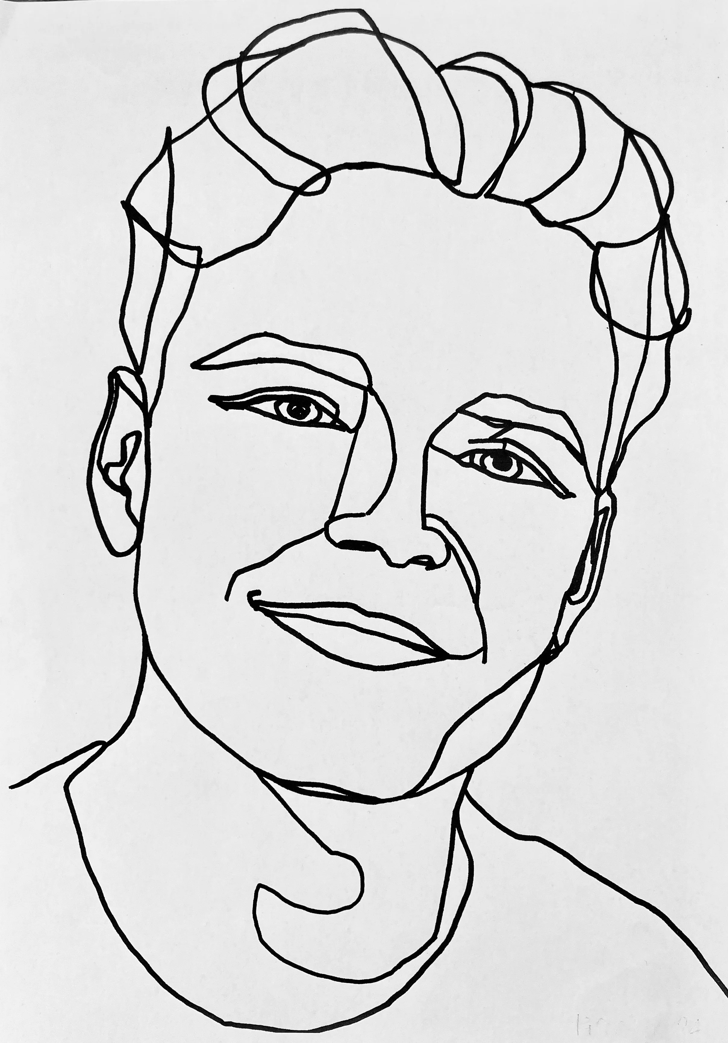 Valdemar, 2024, tusch på papir, sammenhængende streg, A4